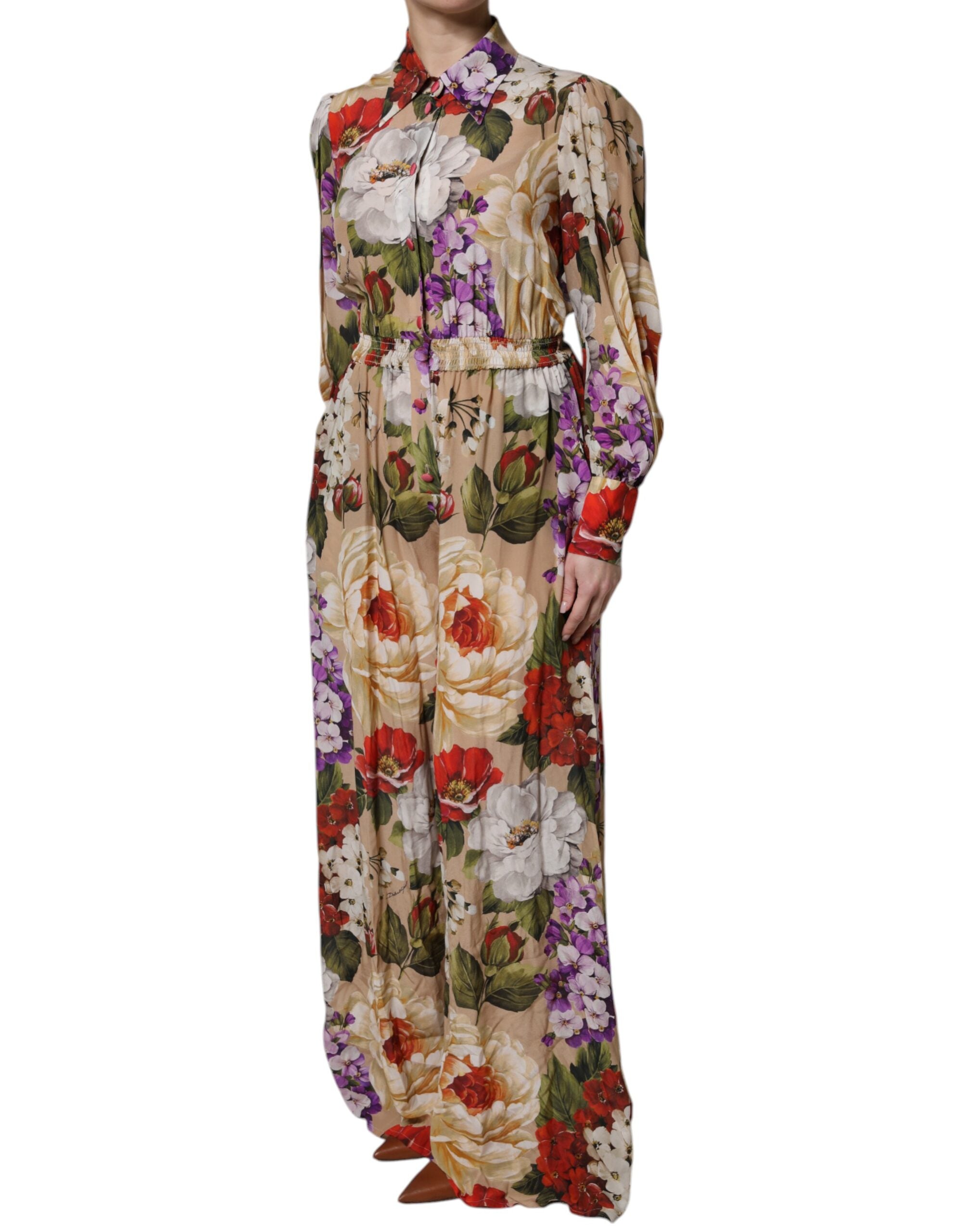 Rochie Dolce &amp; Gabbana cu imprimeu floral multicolor și picior larg
