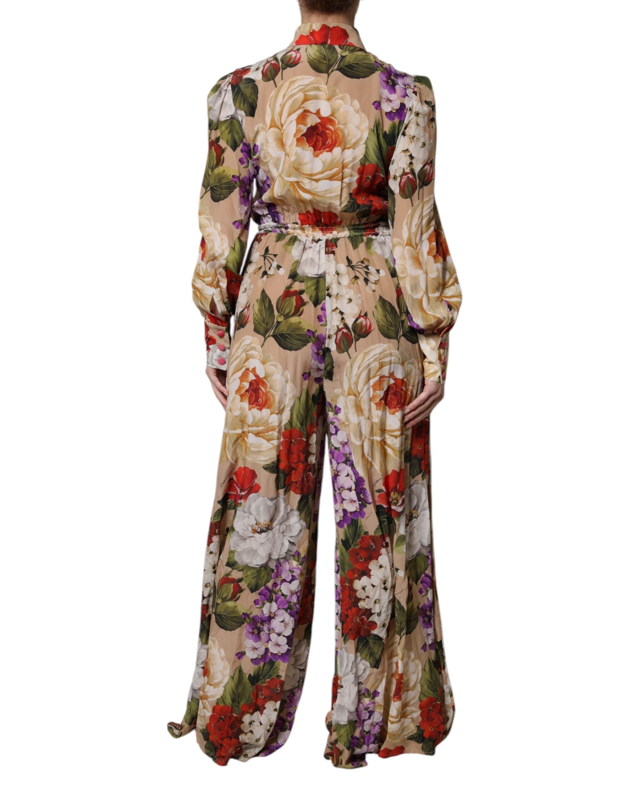 Rochie Dolce &amp; Gabbana cu imprimeu floral multicolor și picior larg