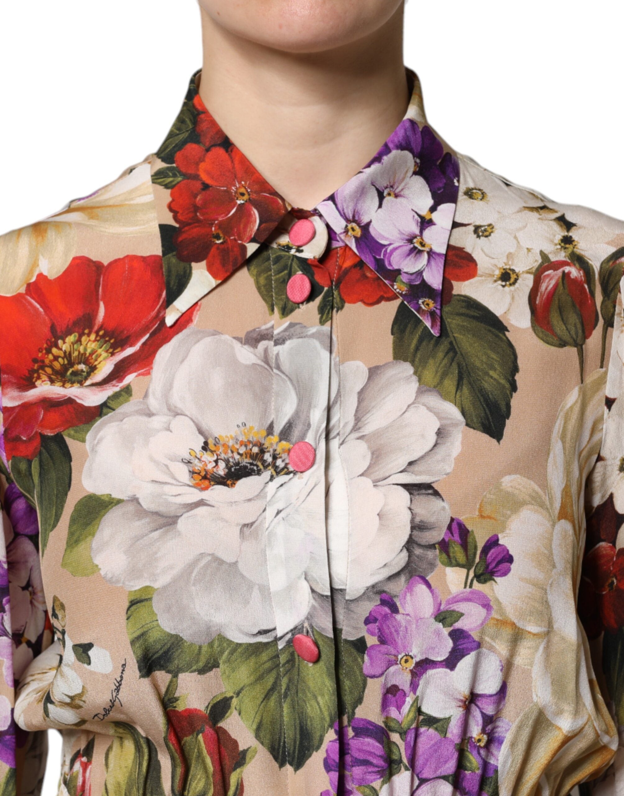 Rochie Dolce &amp; Gabbana cu imprimeu floral multicolor și picior larg
