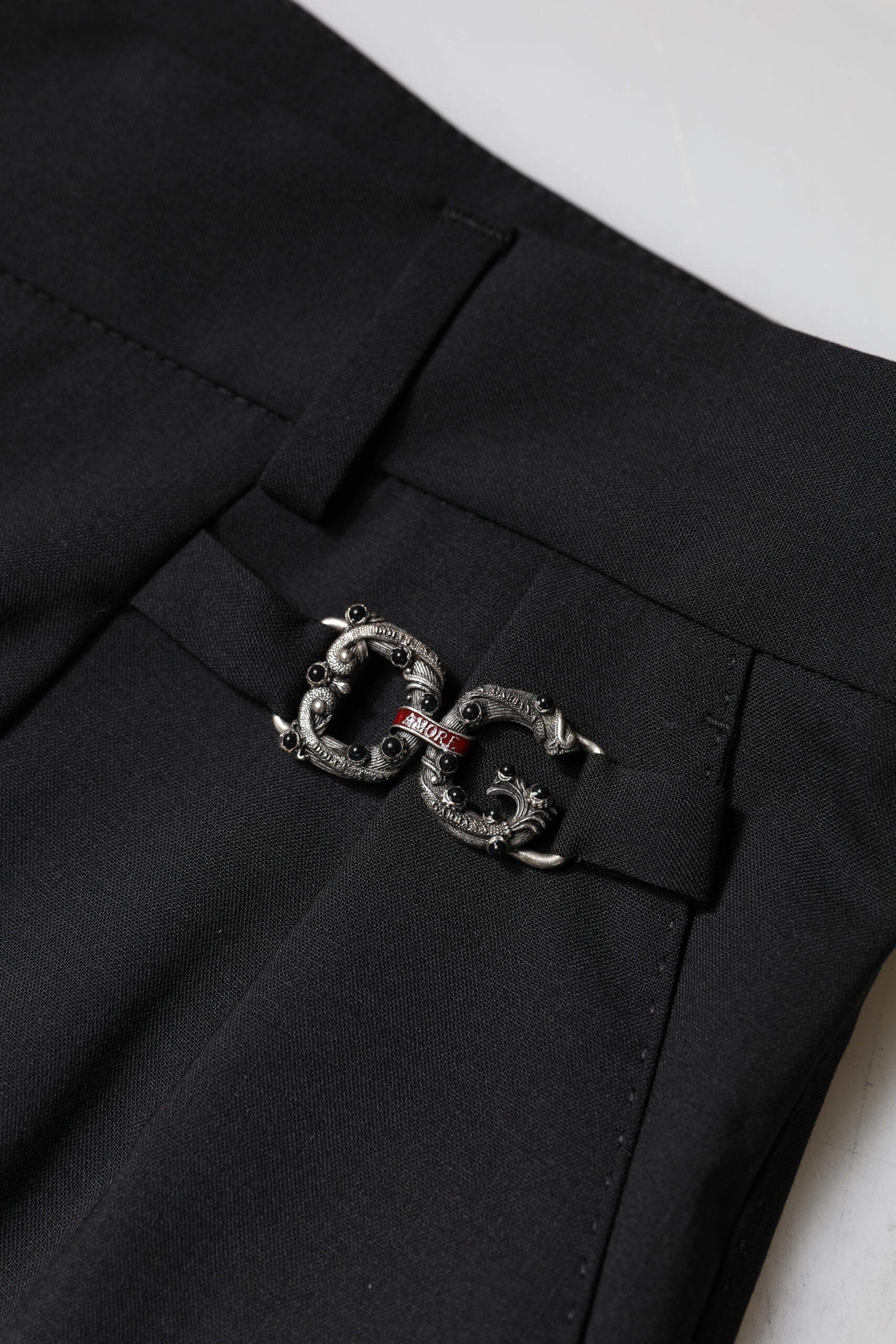Dolce &amp; Gabbana Schwarze Anzughose aus Polyester mit hoher Taille