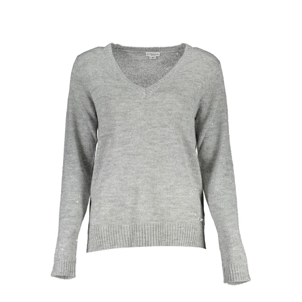 US POLO ASSN. Silberner Wollpullover für Damen