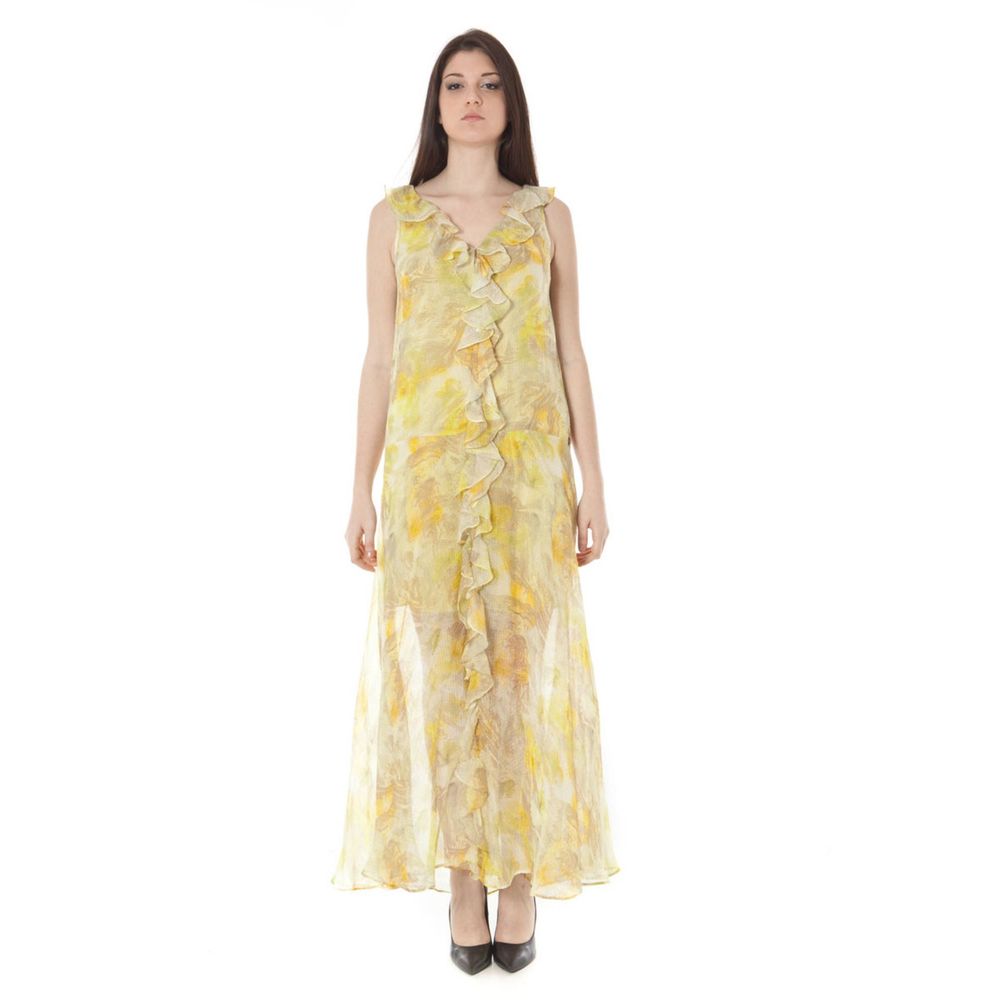 Rochie galbenă din poliester John Galliano