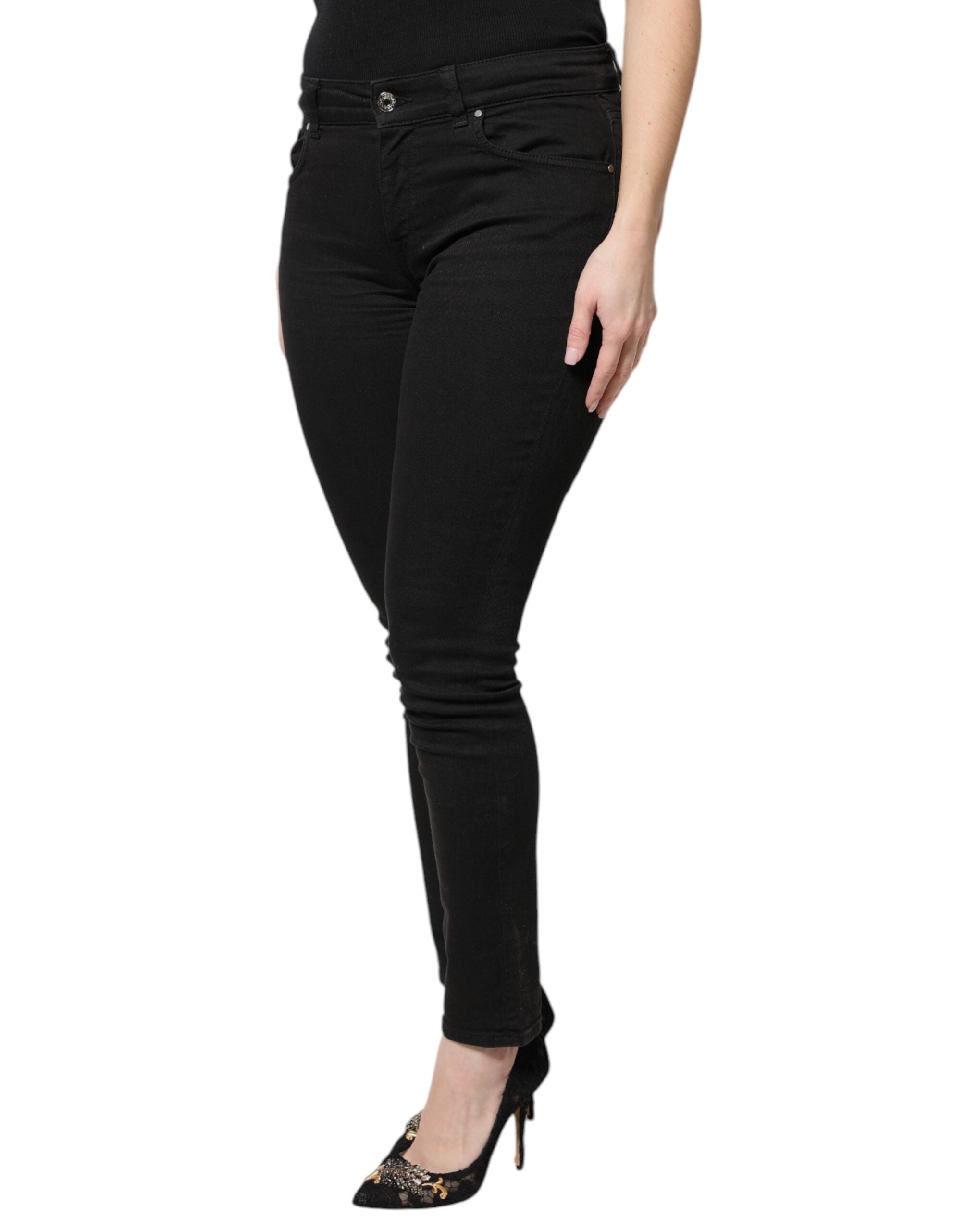 Dolce &amp; Gabbana – Schwarze Skinny-Jeans aus Baumwolle mit hoher Taille