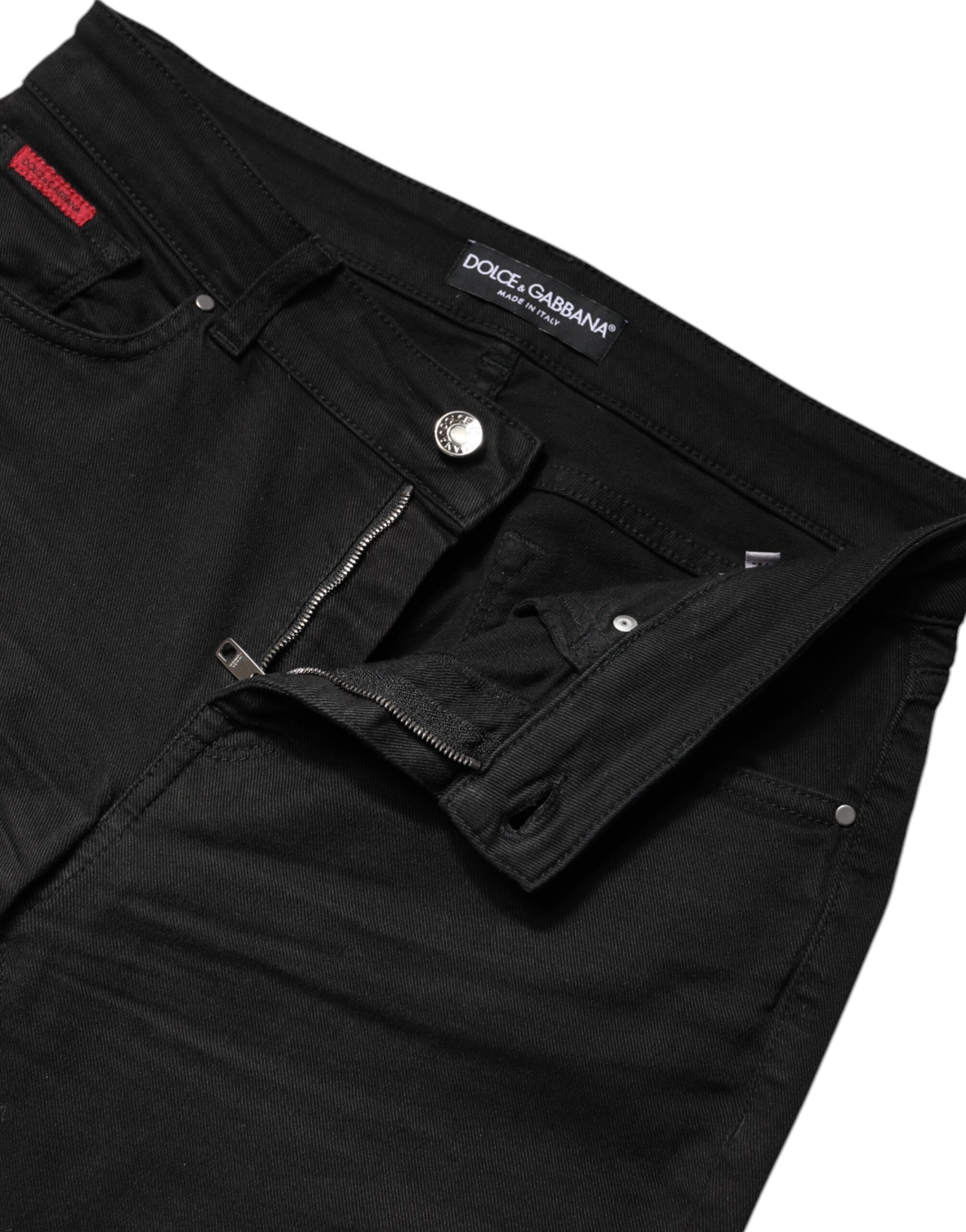 Dolce &amp; Gabbana – Schwarze Skinny-Jeans aus Baumwolle mit hoher Taille