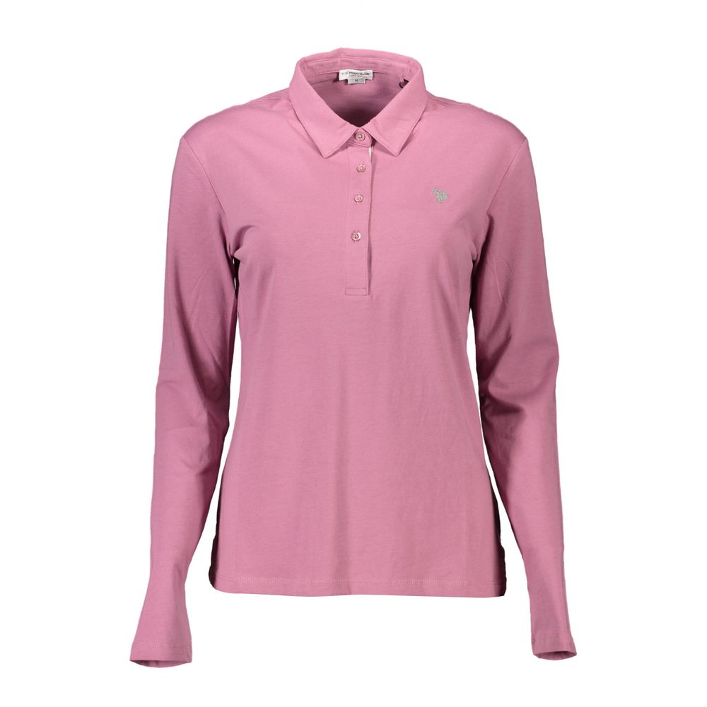 US POLO ASSN. Tricou polo roz din bumbac pentru femei