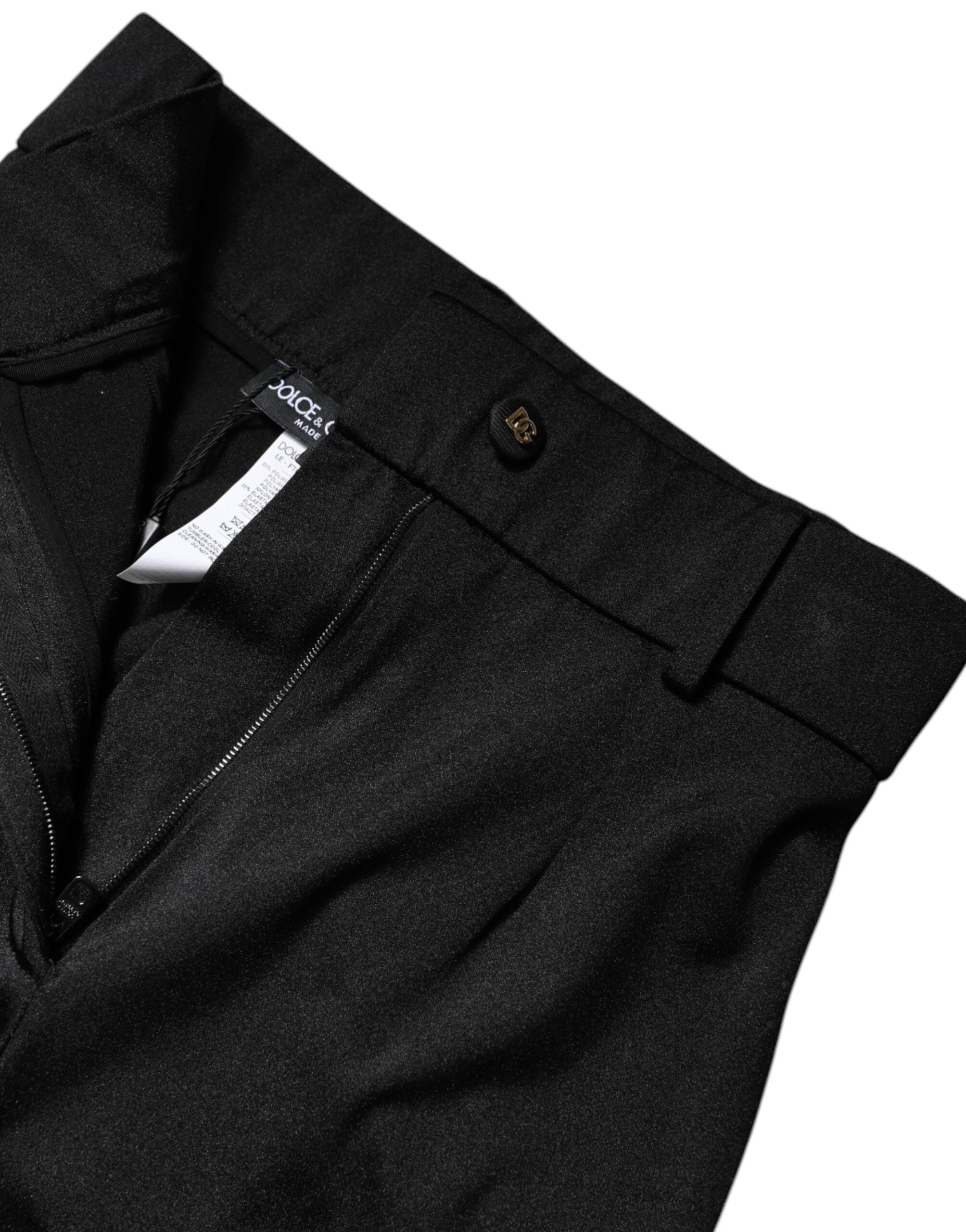 Dolce &amp; Gabbana – Schwarze Slim-Fit-Hose aus Nylon mit hoher Taille