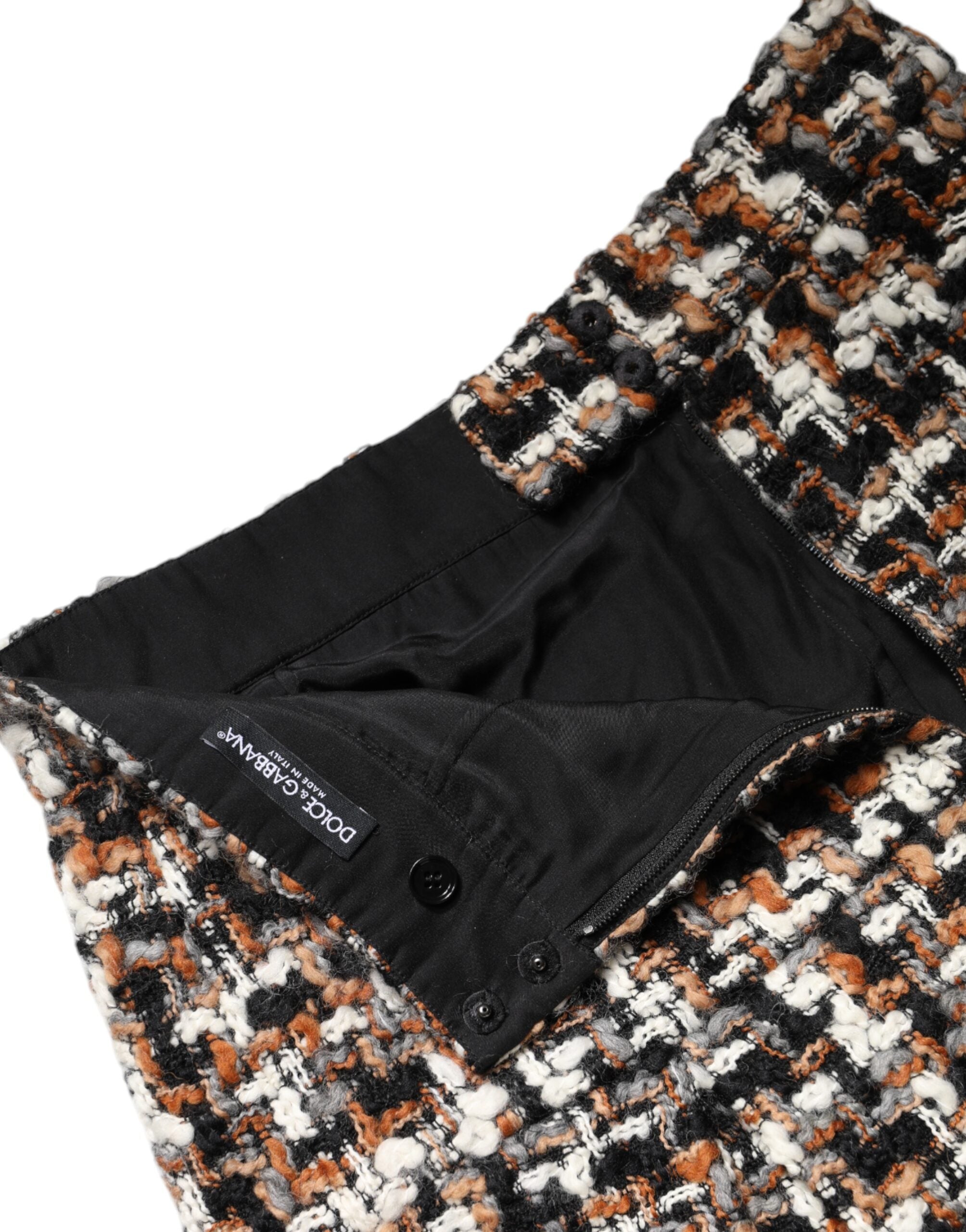 Dolce &amp; Gabbana – Mehrfarbiger Minirock aus Tweed mit hoher Taille und Schottenkaro