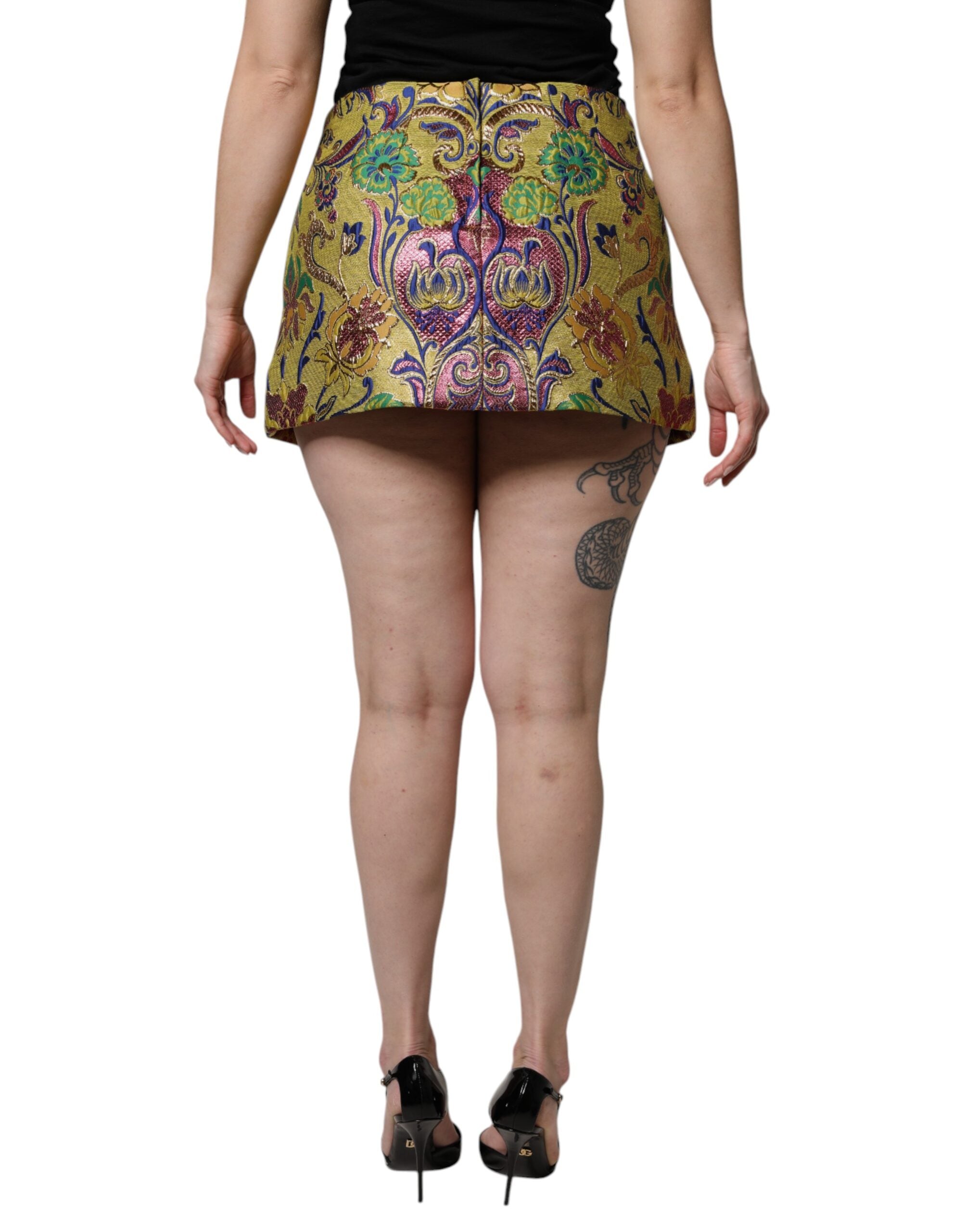 Fustă mini Dolce &amp; Gabbana cu imprimeu floral multicolor și talie medie