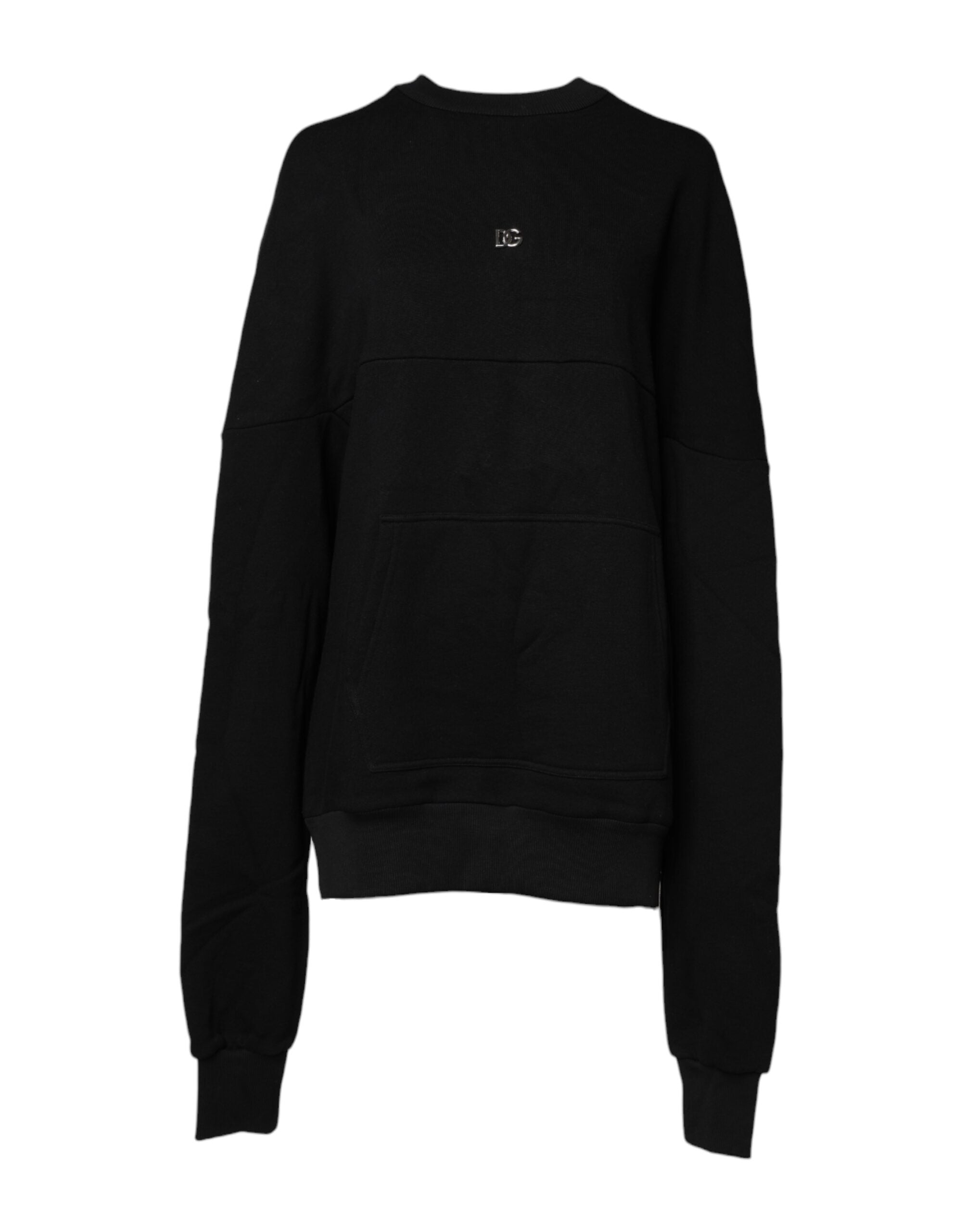 Dolce &amp; Gabbana – Schwarzes Sweatshirt mit Rundhalsausschnitt aus Baumwolle