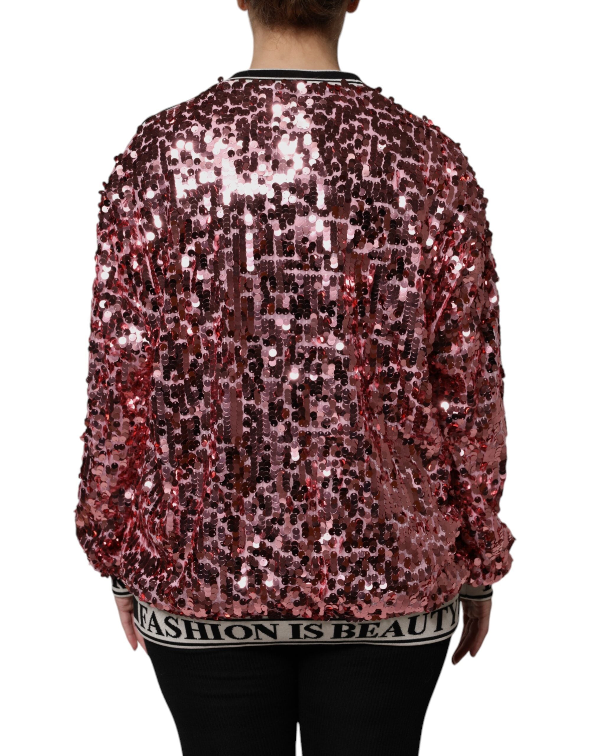Dolce &amp; Gabbana – Pullover mit Pailletten „DG Queen“ in Rosa