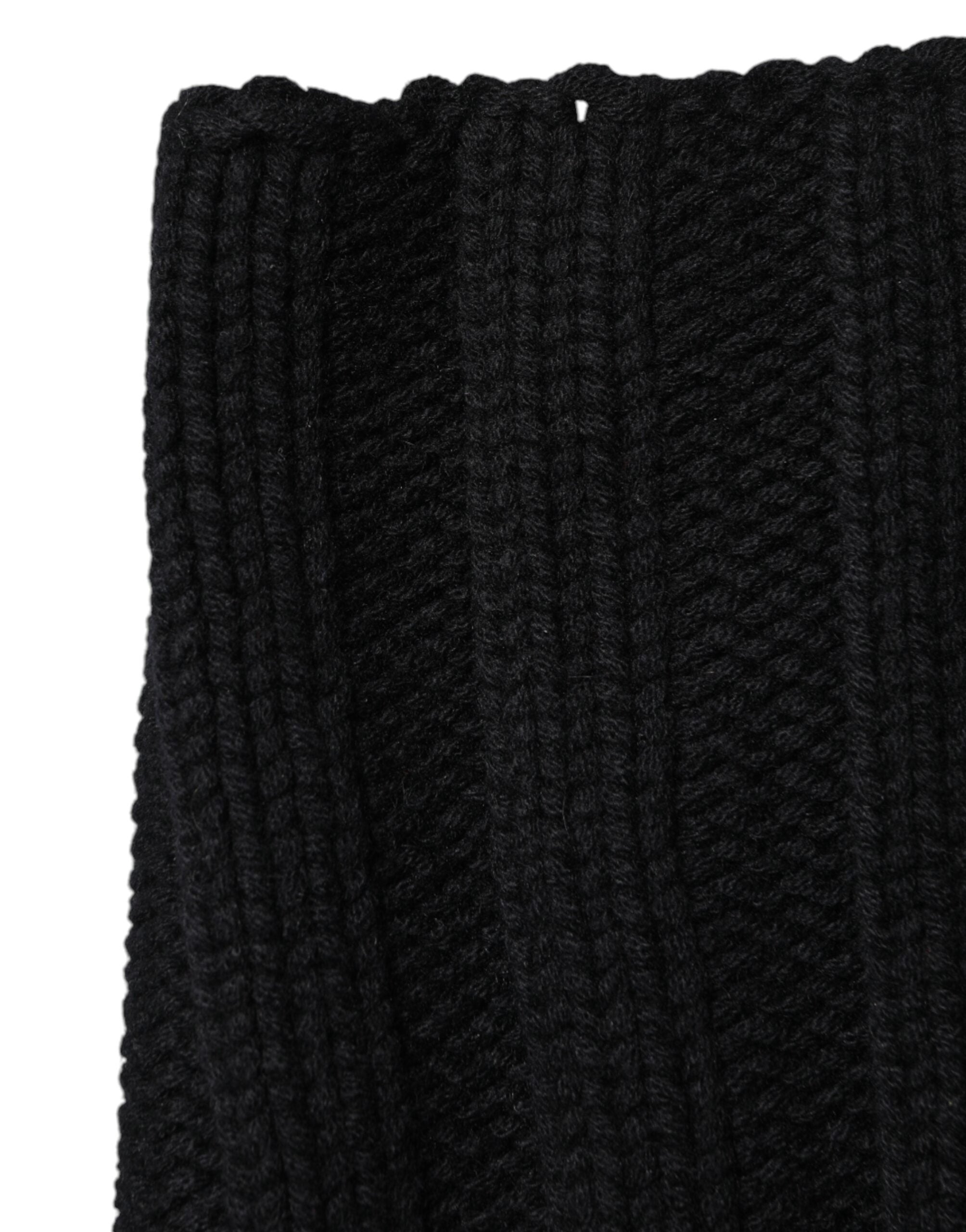 Dolce &amp; Gabbana – Schwarzer, gestrickter Halswärmer-Foulardschal aus Kaschmir