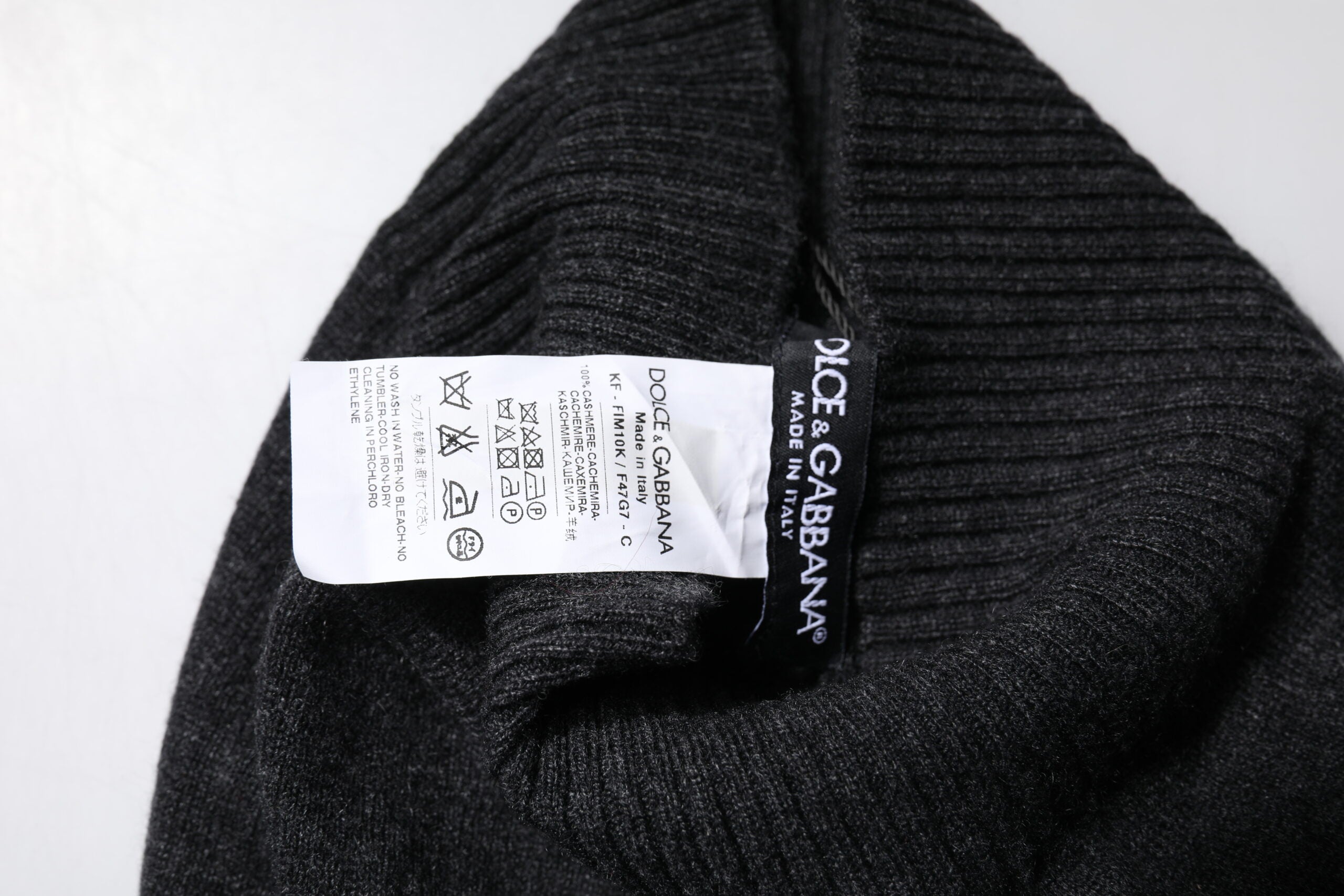 Dolce &amp; Gabbana – Schwarzer, gestrickter Halswärmer-Foulardschal aus Kaschmir