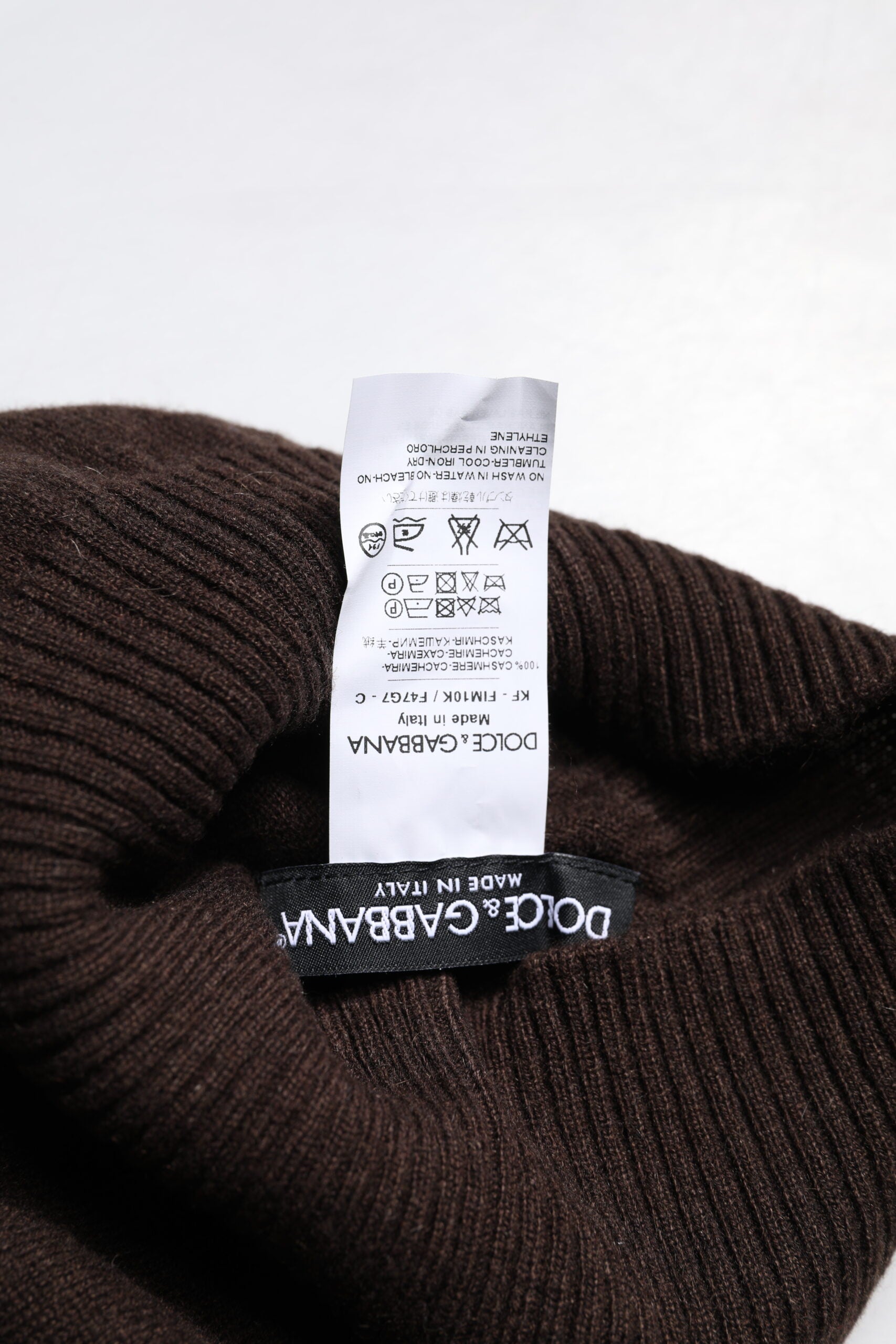 Dolce &amp; Gabbana – Brauner, gestrickter Halswärmer-Foulardschal aus Kaschmir