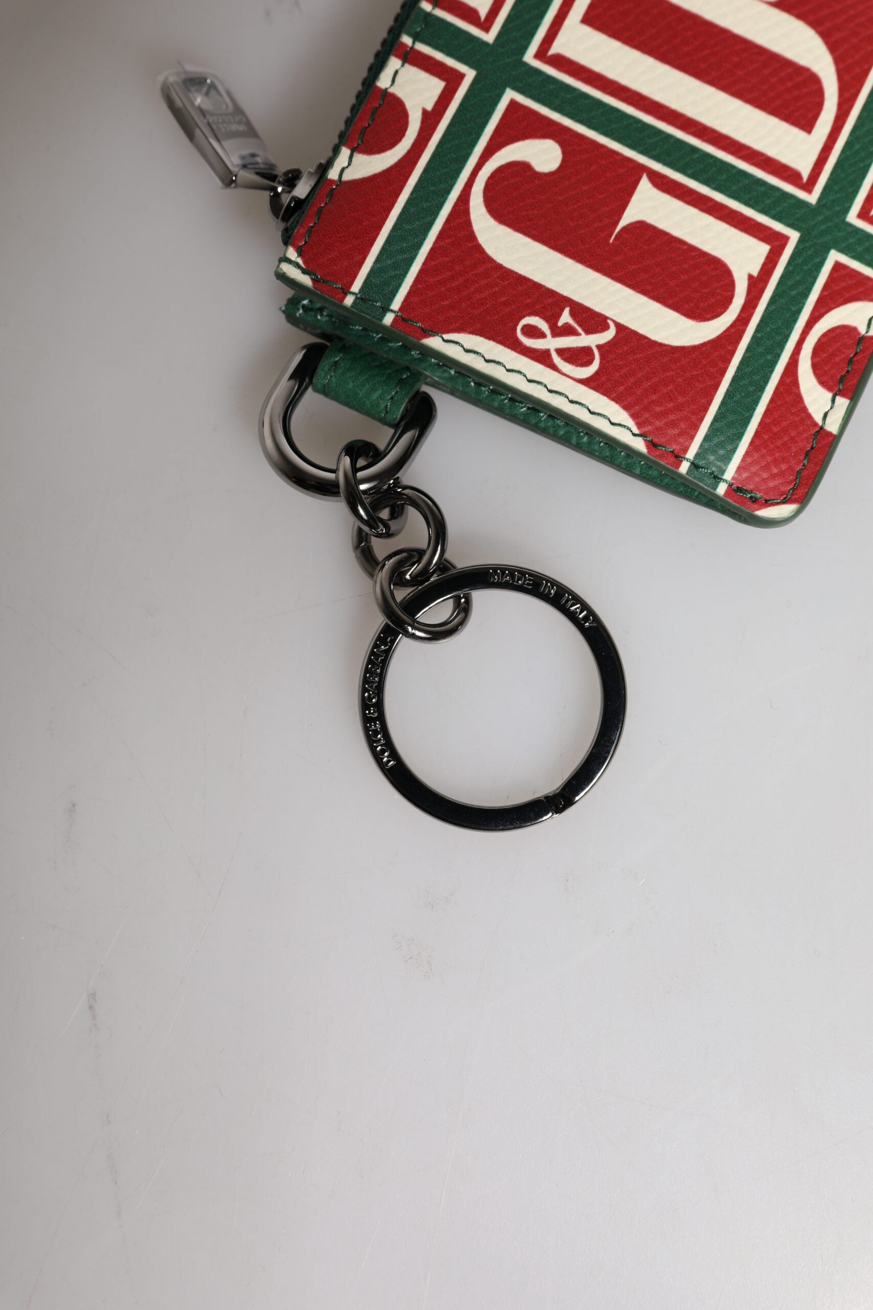 Portofel Dolce &amp; Gabbana verde din piele de vițel cu logo și monogramă