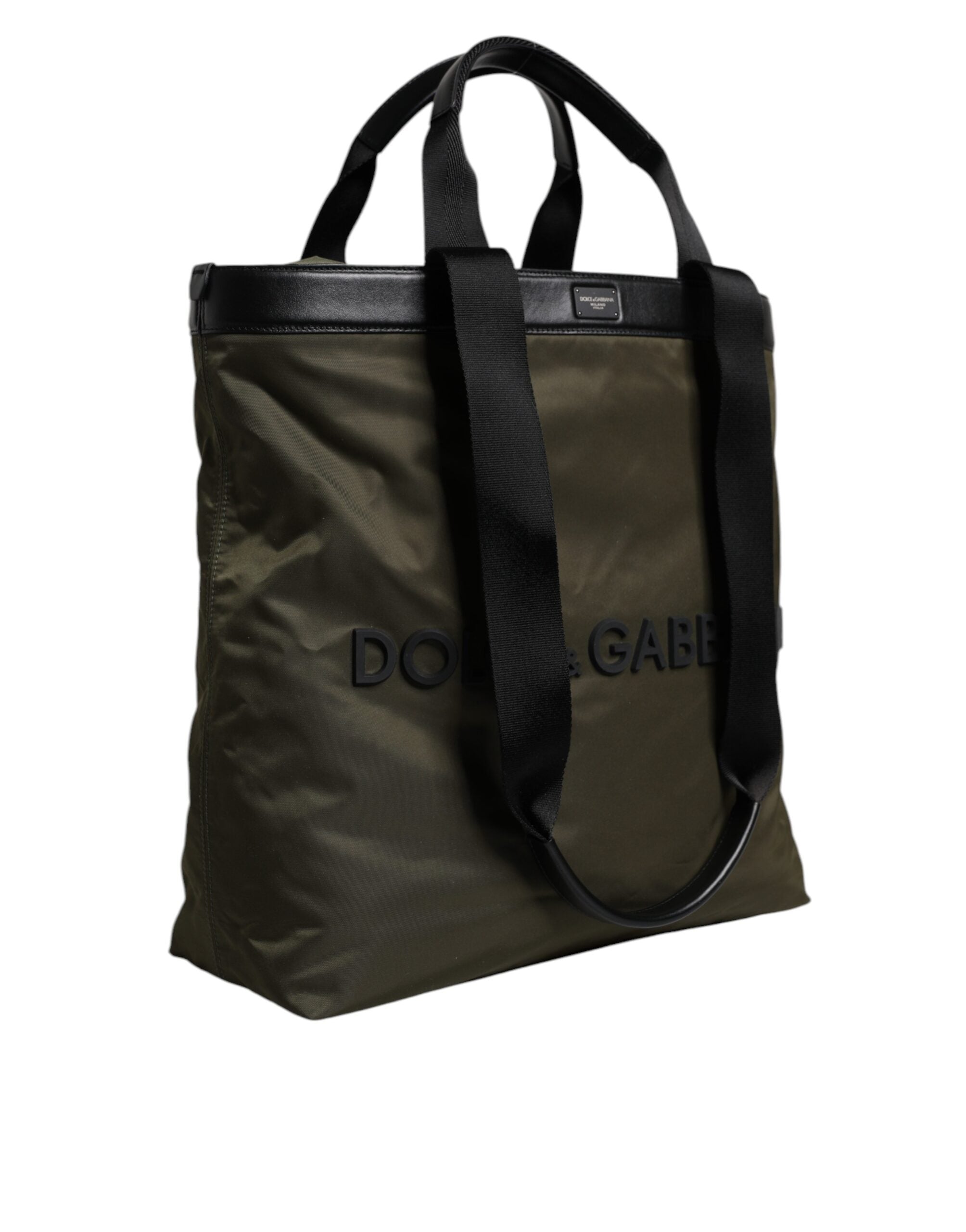 Geantă de umăr Dolce &amp; Gabbana cu curea din nailon verde militar