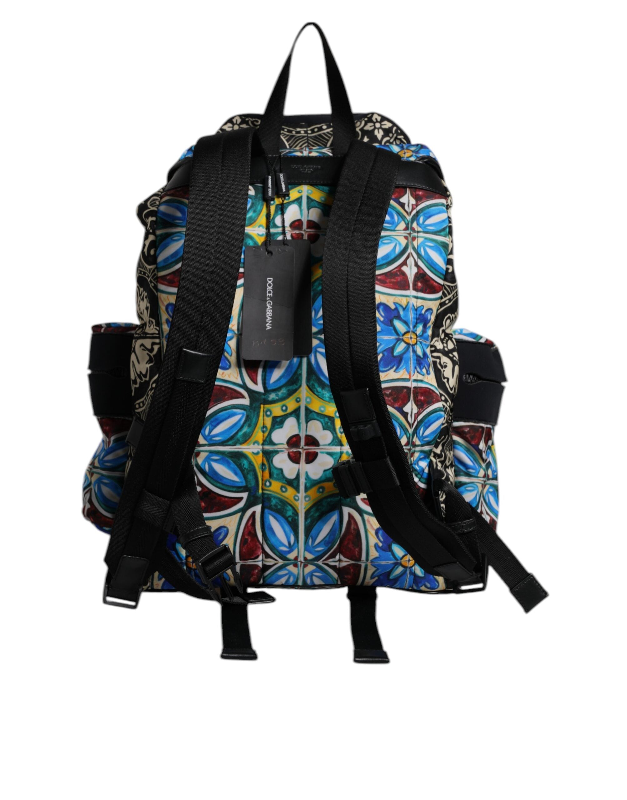 Dolce &amp; Gabbana – Rucksack aus Nylon mit mehrfarbigem Maiolika-Print