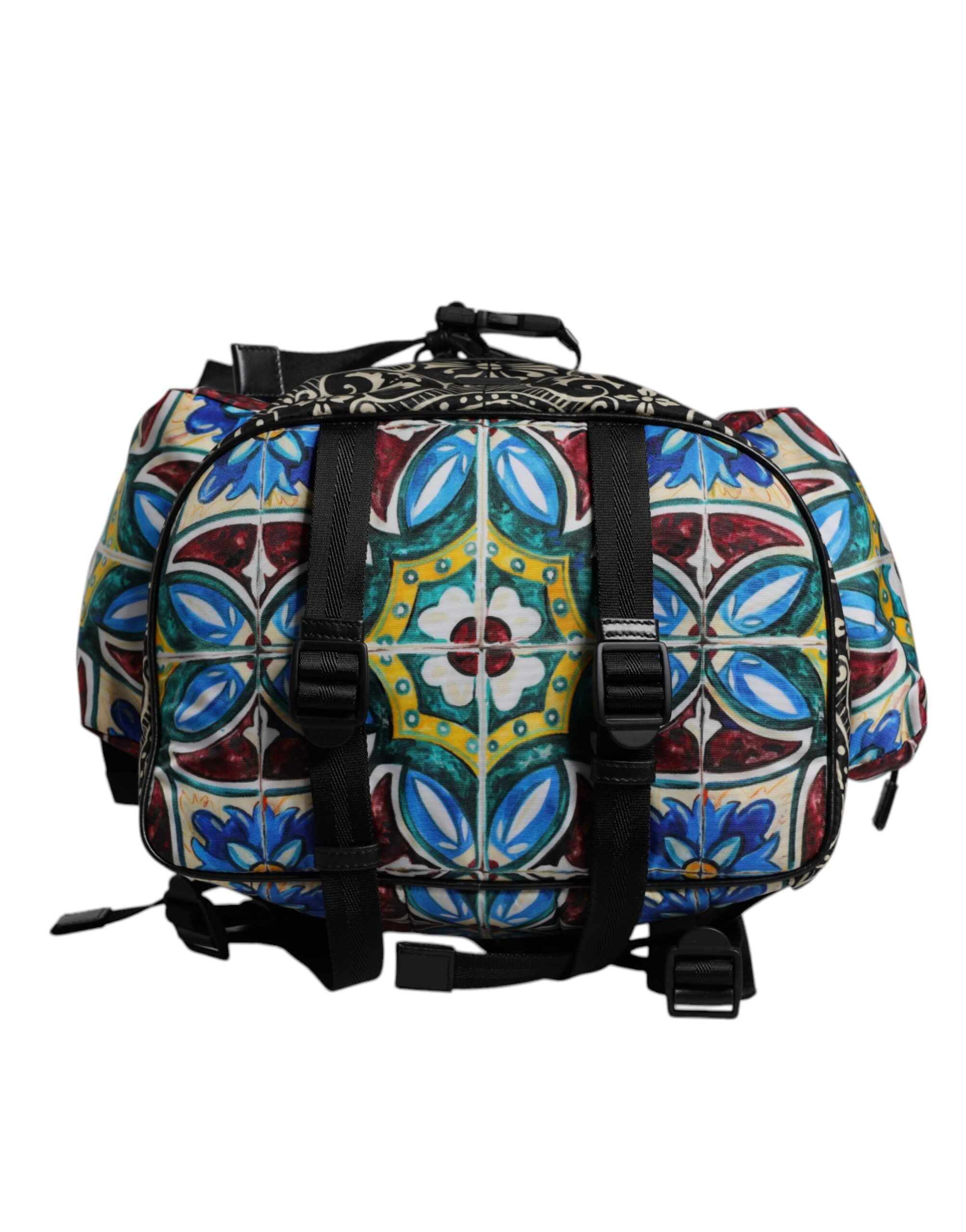 Dolce &amp; Gabbana – Rucksack aus Nylon mit mehrfarbigem Maiolika-Print