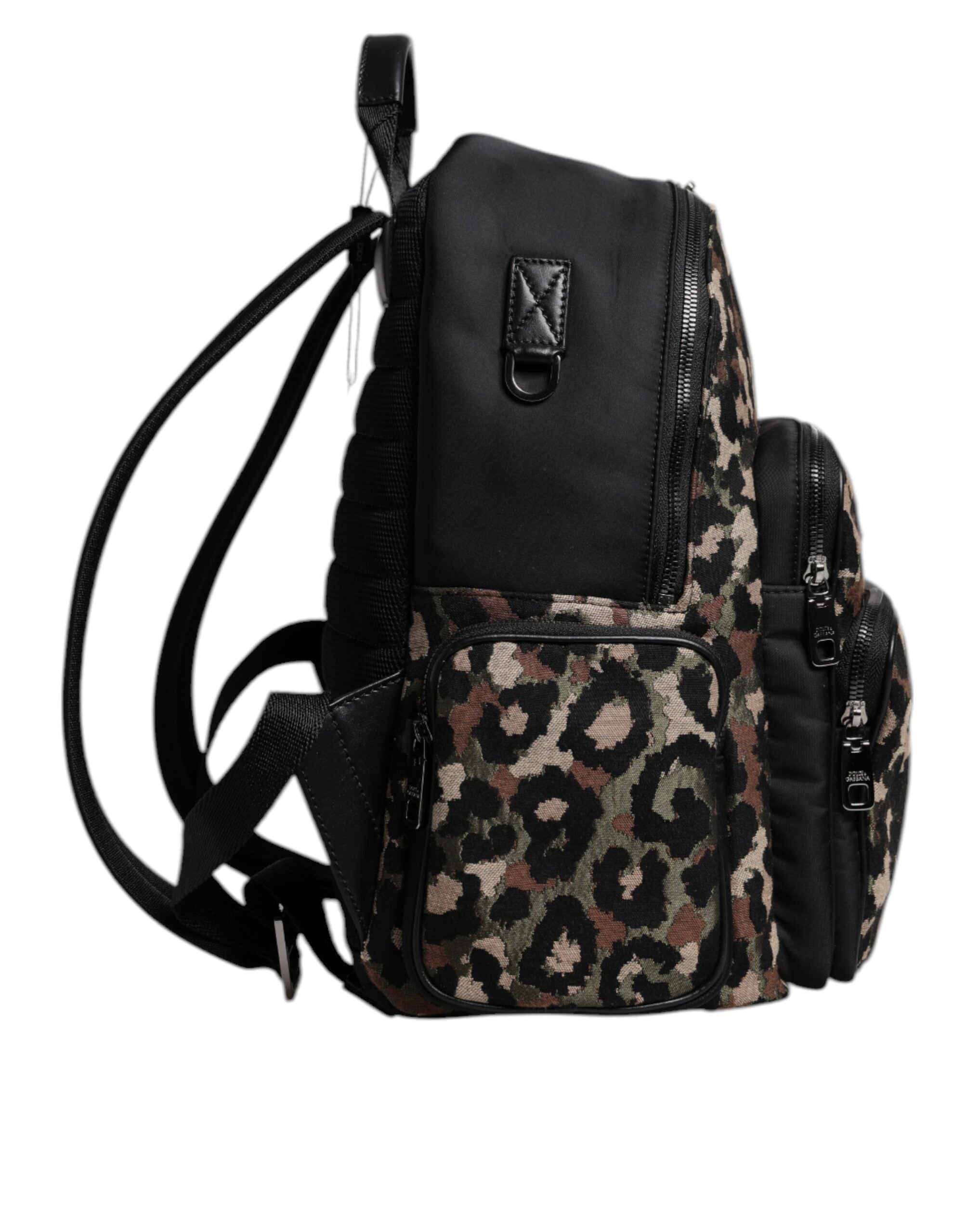 Dolce &amp; Gabbana Rucsac pentru bărbați cu imprimeu leopard multicolor și logo DG Plaque