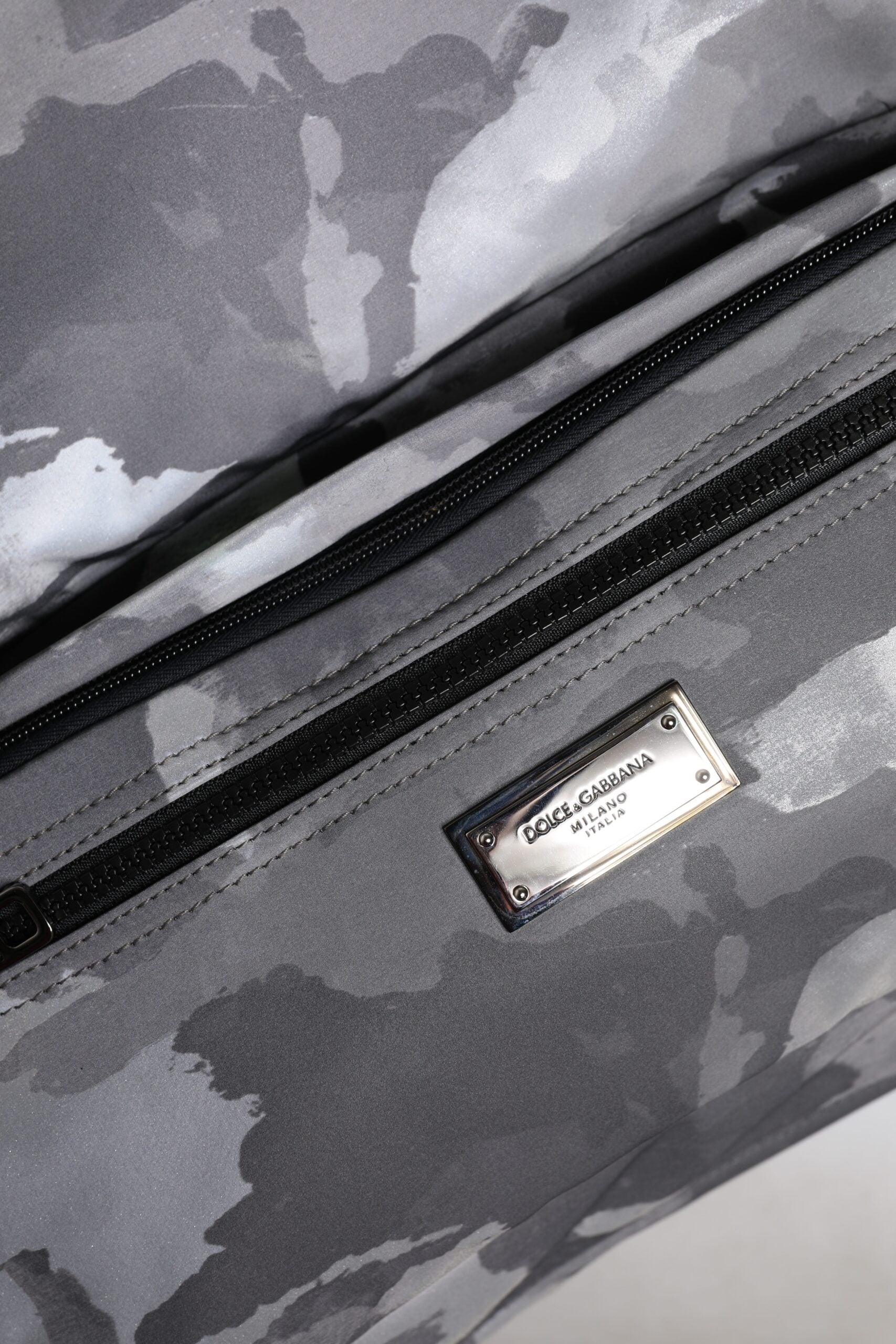 Geantă tote Dolce &amp; Gabbana din bumbac gri camo cu compartimente multiple