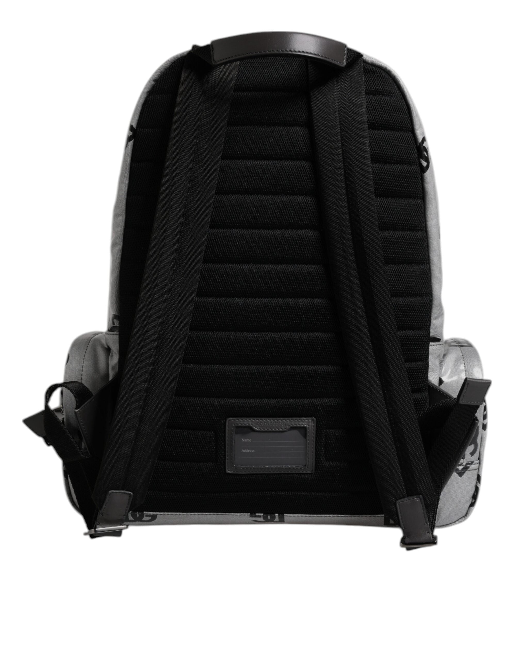 Rucsac Dolce &amp; Gabbana din poliester gri negru cu placă cu logo DG