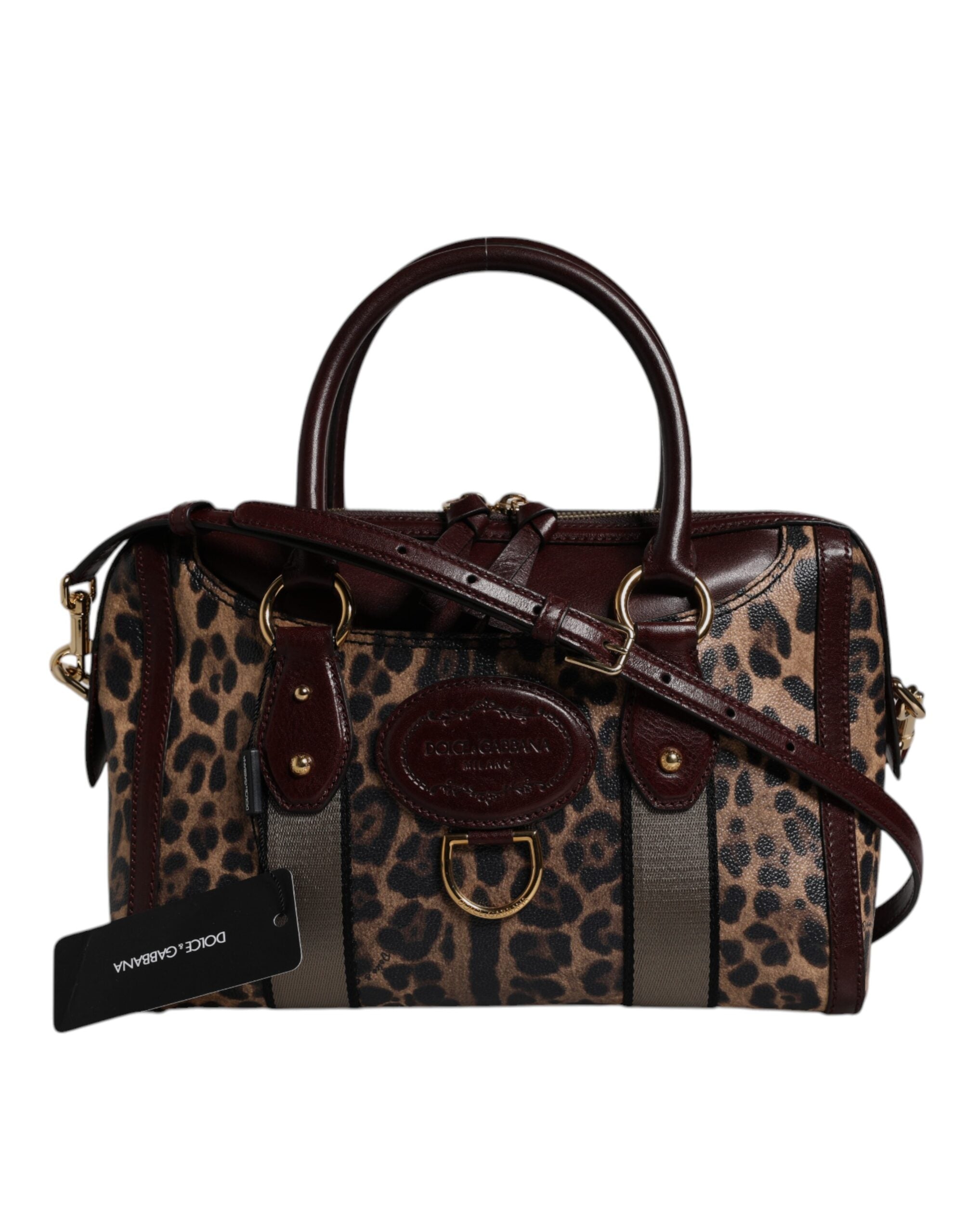 Geantă de umăr Dolce &amp; Gabbana din piele maro cu imprimeu leopard