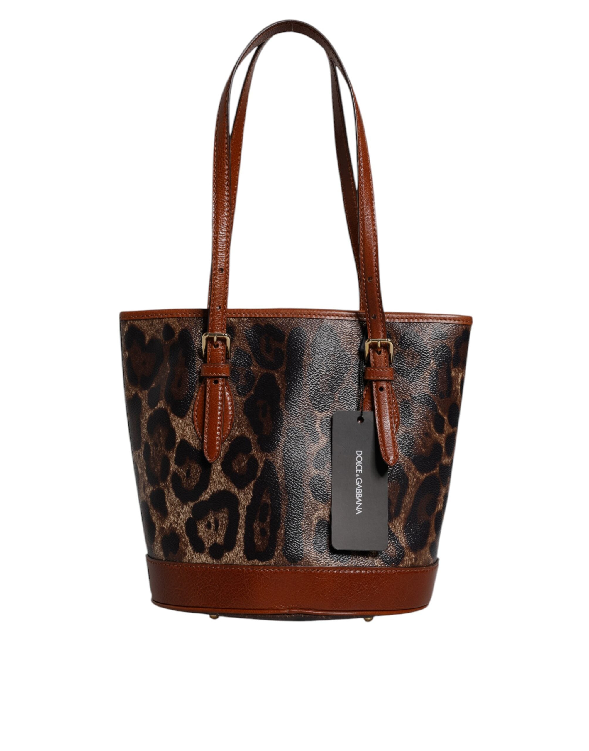 Geantă de umăr Dolce &amp; Gabbana din piele maro cu imprimeu leopard