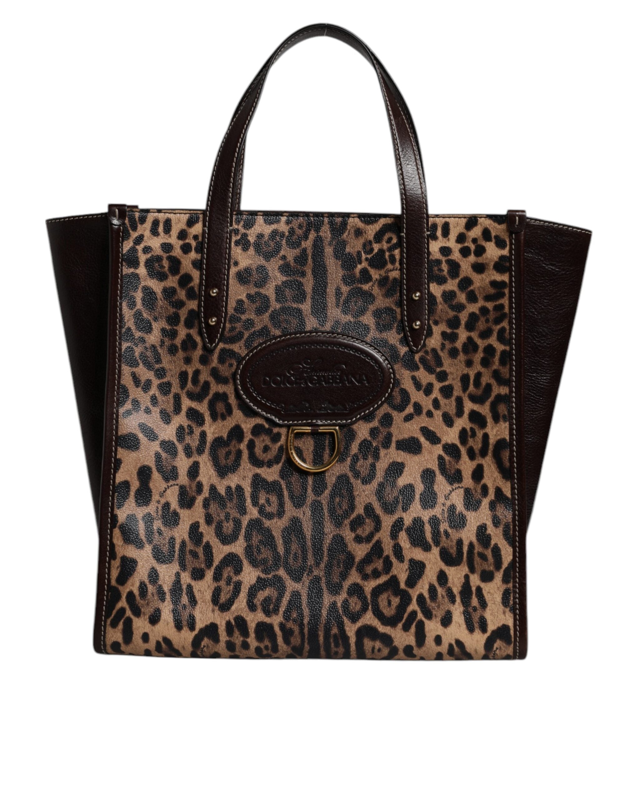 Geantă de umăr Dolce &amp; Gabbana din piele maro cu imprimeu leopard