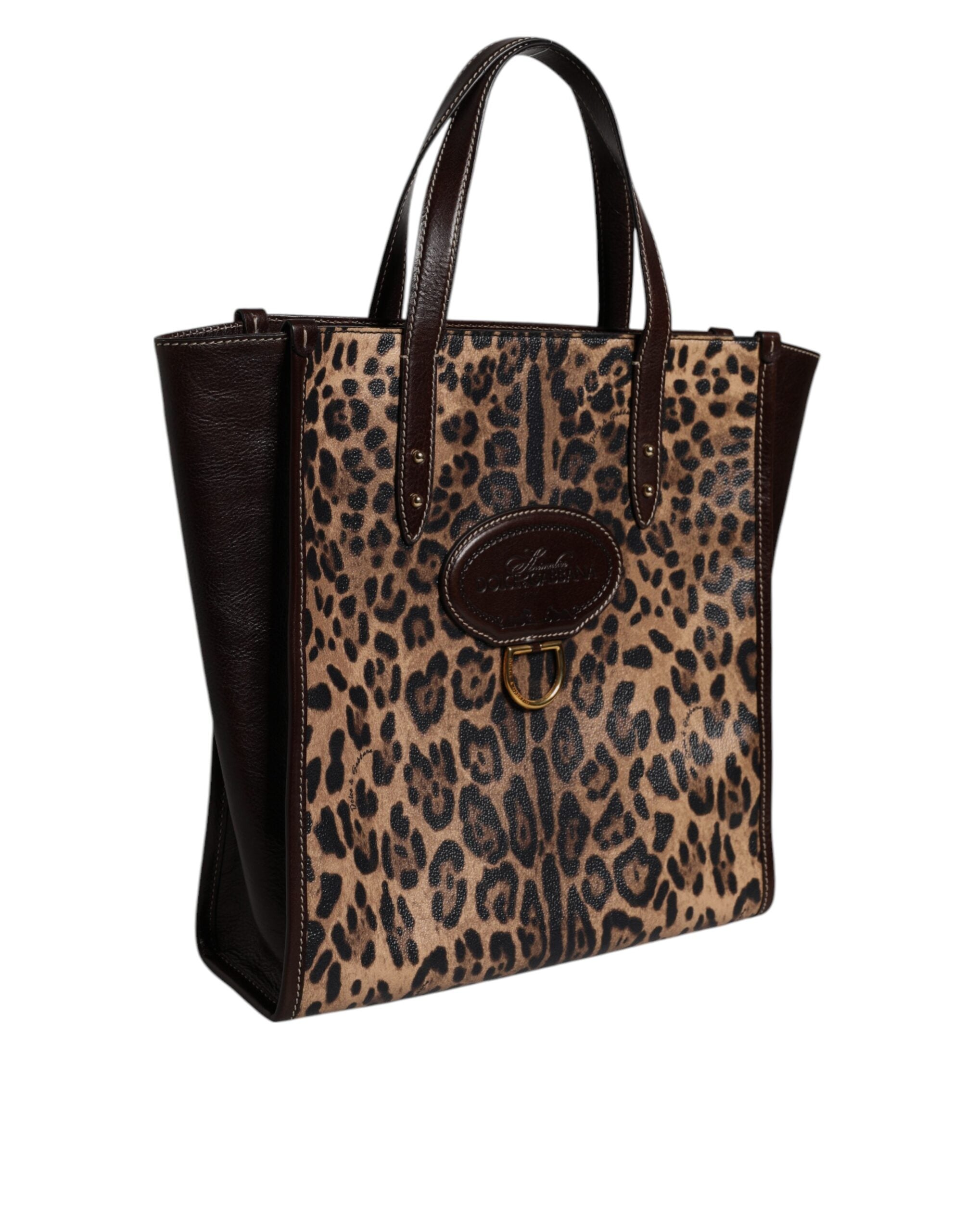 Geantă de umăr Dolce &amp; Gabbana din piele maro cu imprimeu leopard