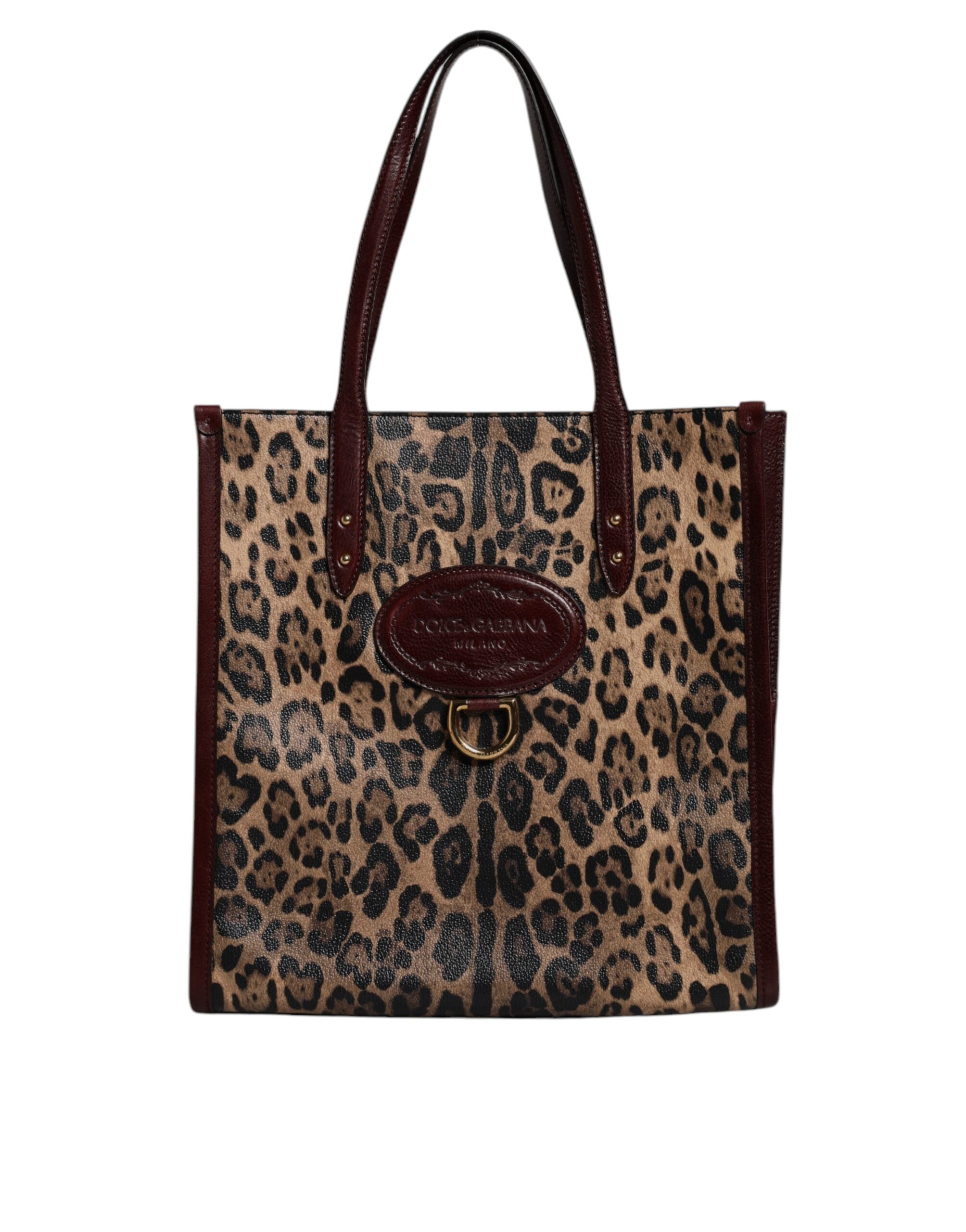 Geantă de umăr Dolce &amp; Gabbana din piele maro cu imprimeu leopard