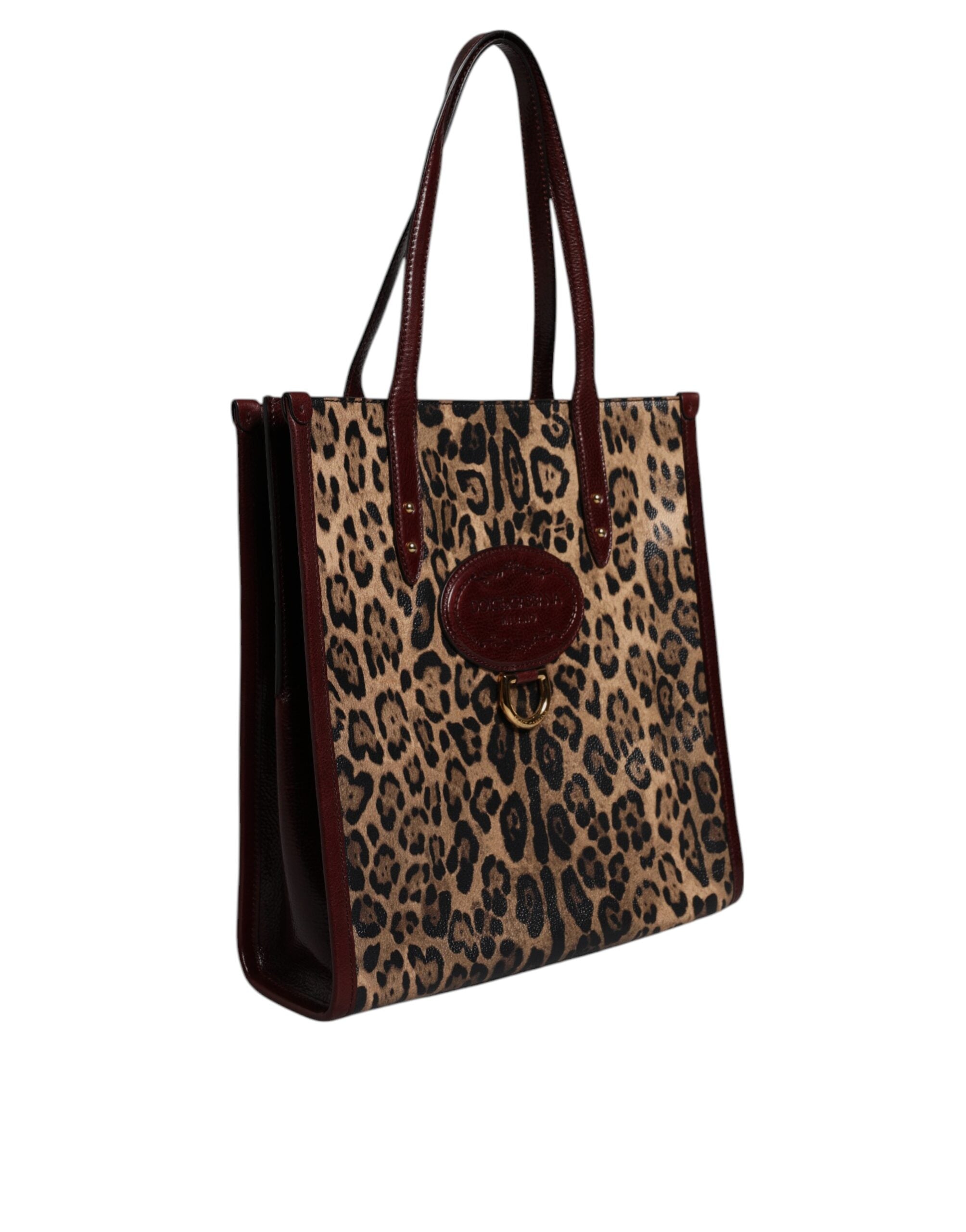Geantă de umăr Dolce &amp; Gabbana din piele maro cu imprimeu leopard