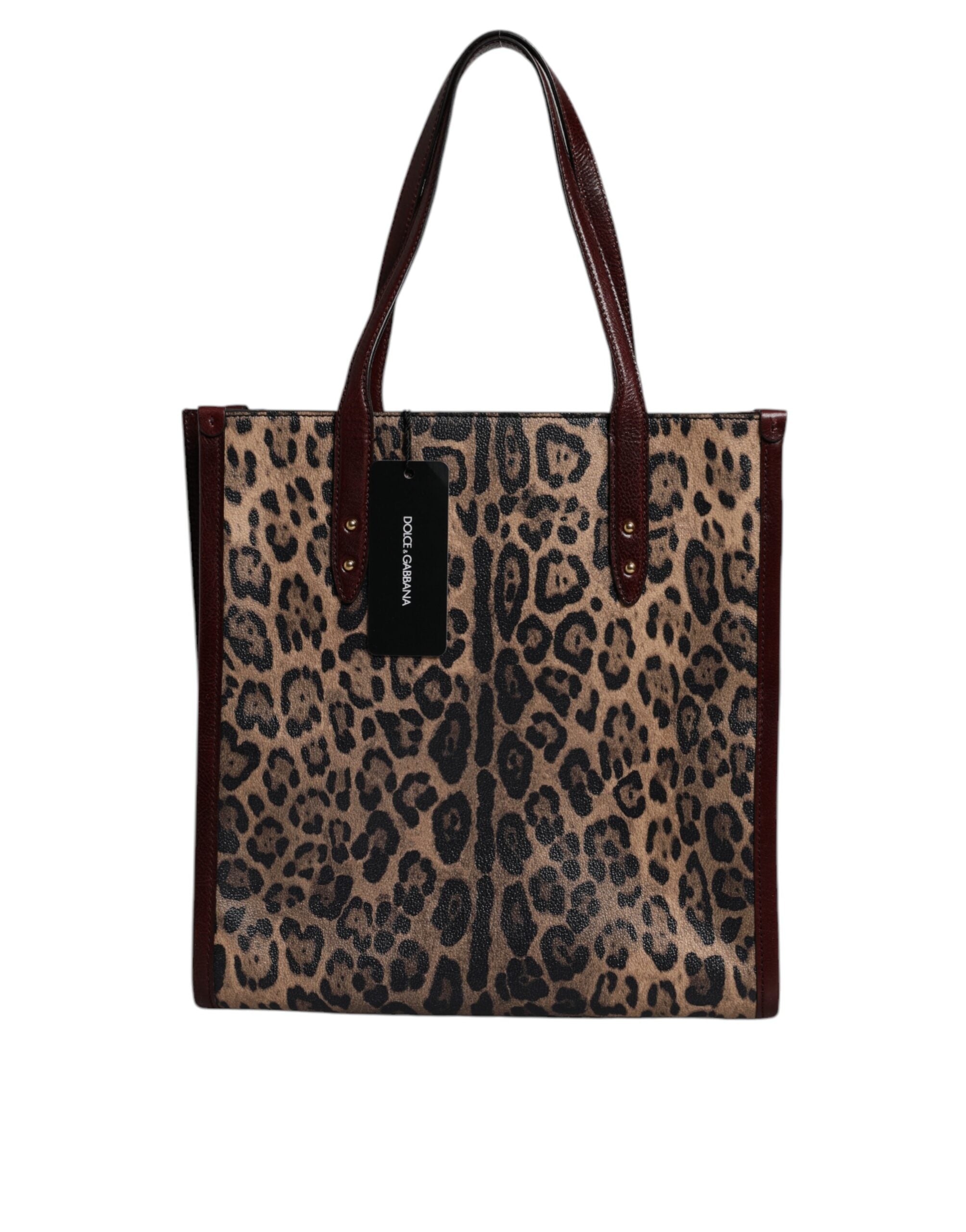 Geantă de umăr Dolce &amp; Gabbana din piele maro cu imprimeu leopard