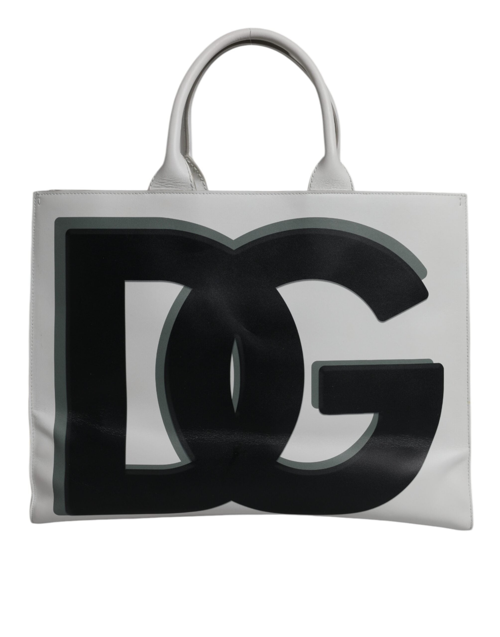 Geantă tote Dolce &amp; Gabbana cu imprimeu logo alb DG Daily din piele de vițel