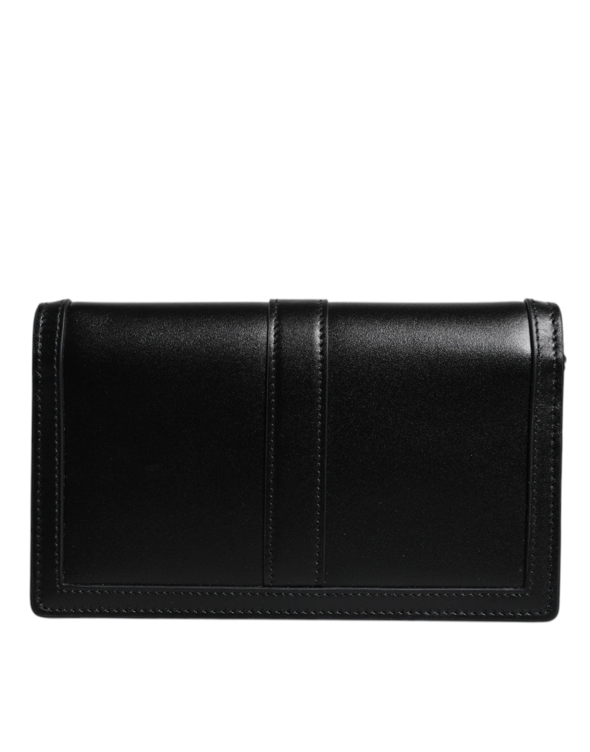 Geantă crossbody de umăr Versace din piele de vițel neagră cu curea de lanț