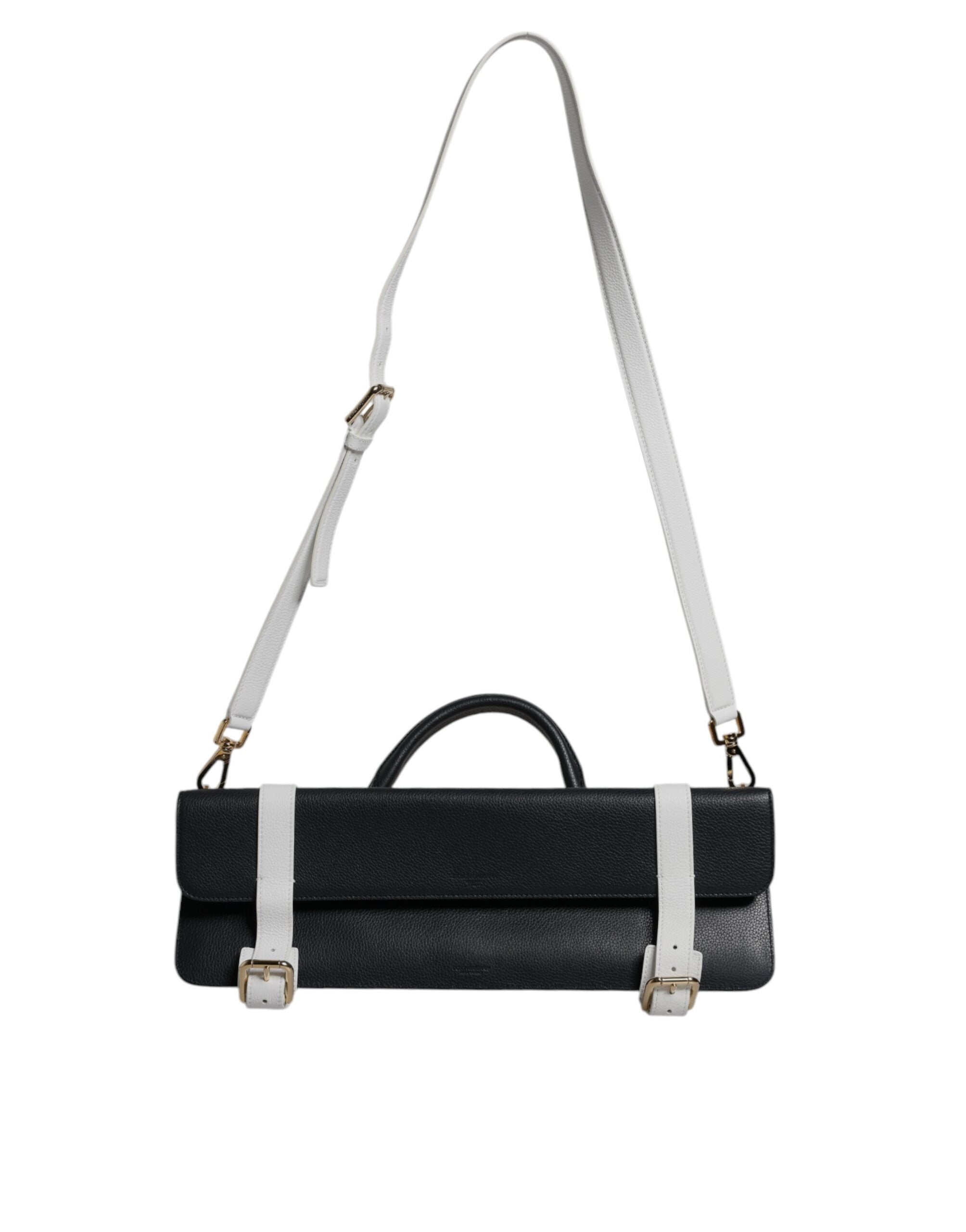 Geantă de umăr crossbody din piele de vițel albastră și albă Dolce &amp; Gabbana