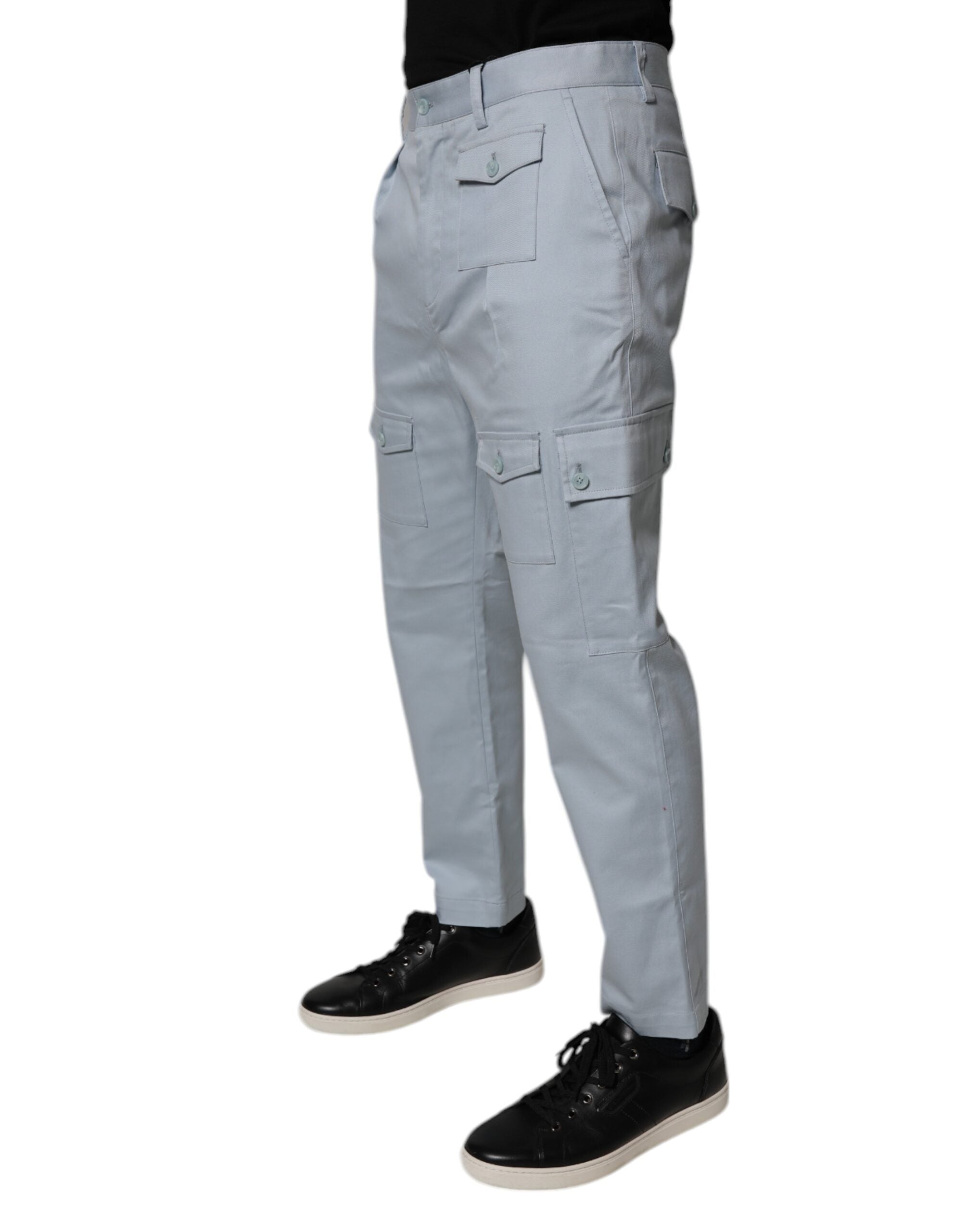 Pantaloni cargo din bumbac albastru deschis Dolce &amp; Gabbana