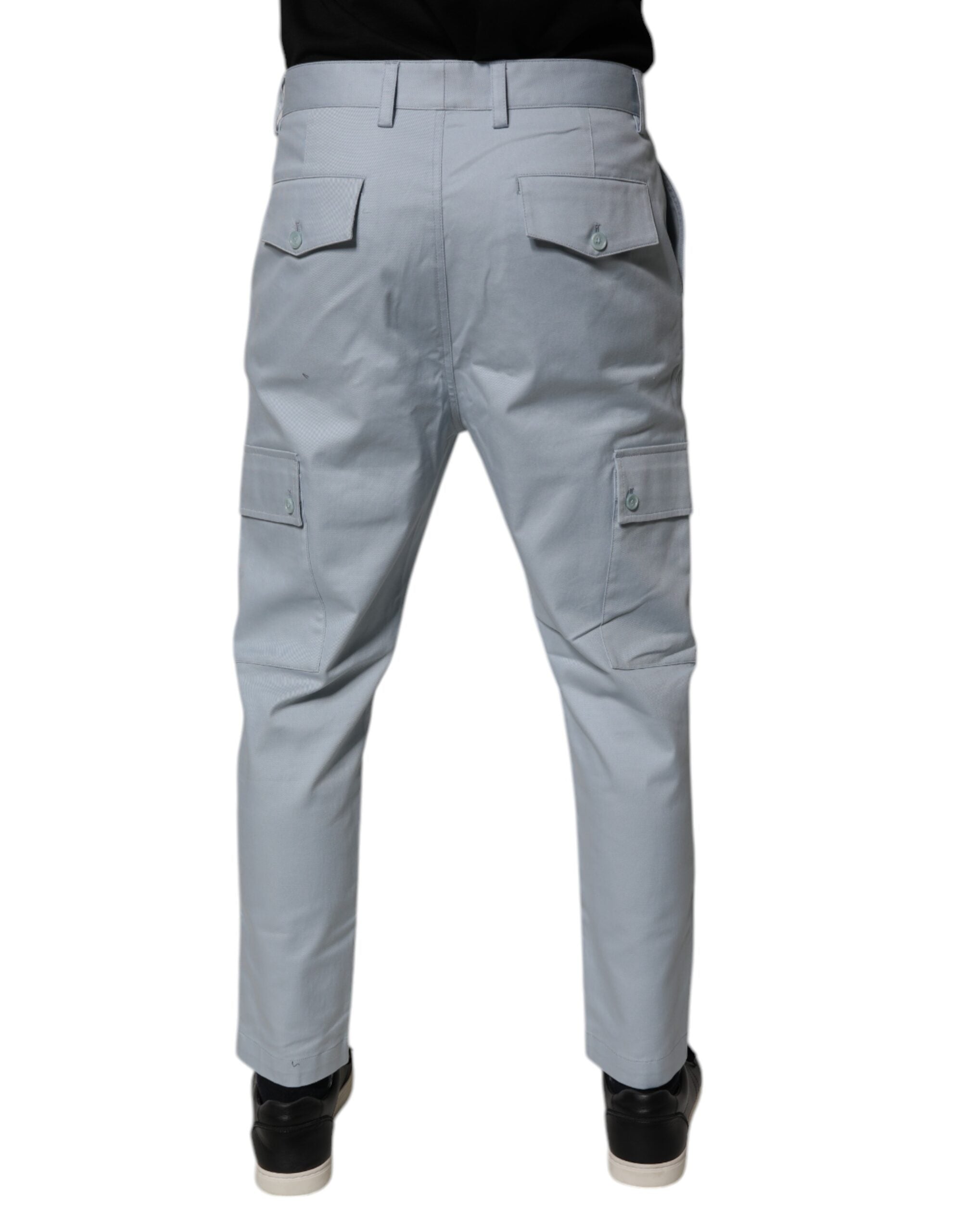 Pantaloni cargo din bumbac albastru deschis Dolce &amp; Gabbana