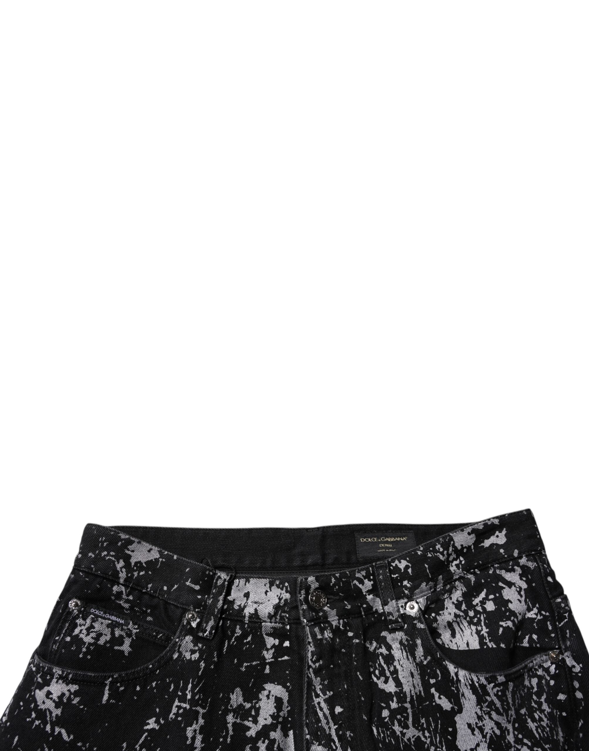 Blugi Dolce &amp; Gabbana Negri Tie-Dye din Bumbac Drepți pentru Bărbați
