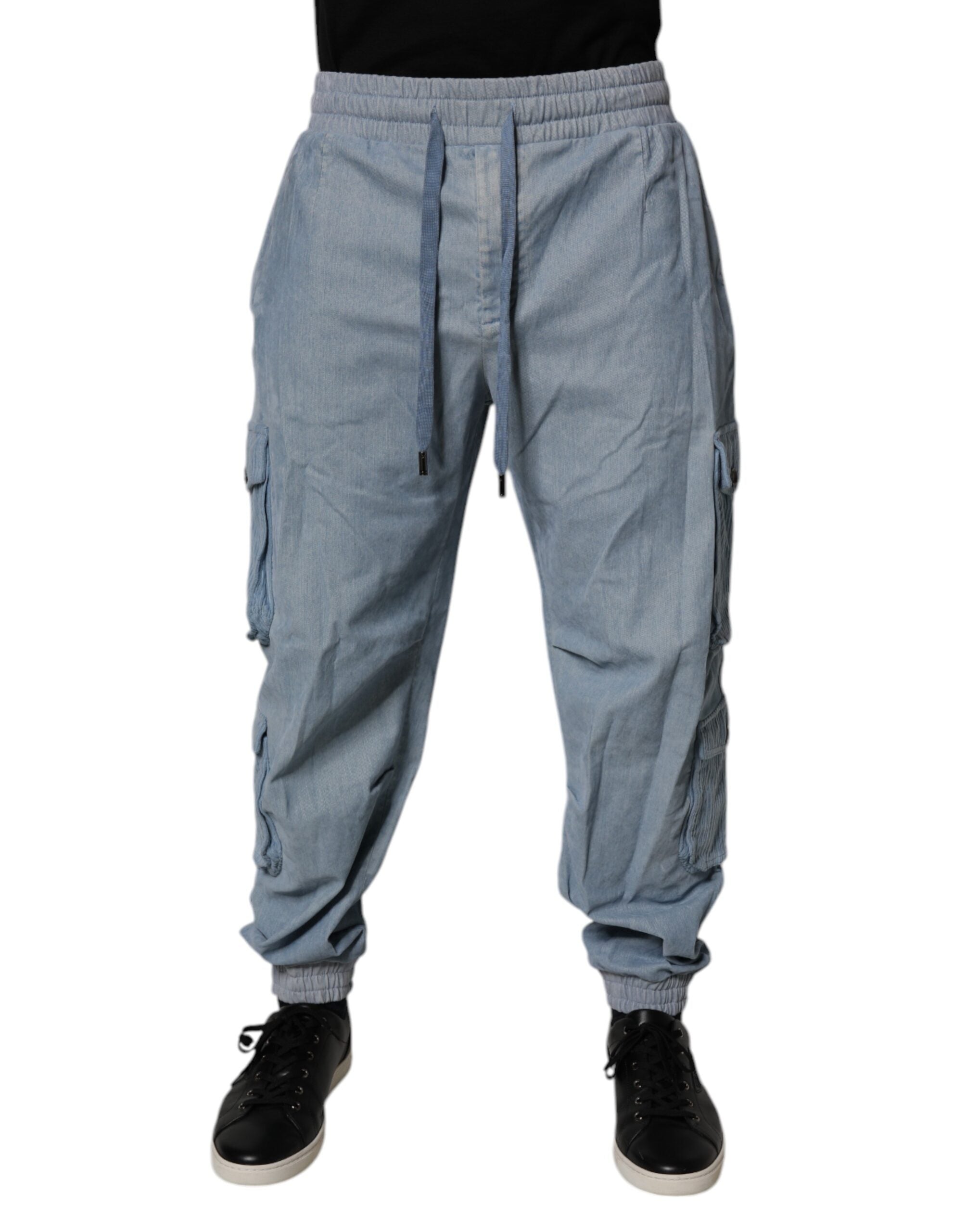 Pantaloni cargo Dolce &amp; Gabbana din bumbac albastru deschis pentru bărbați