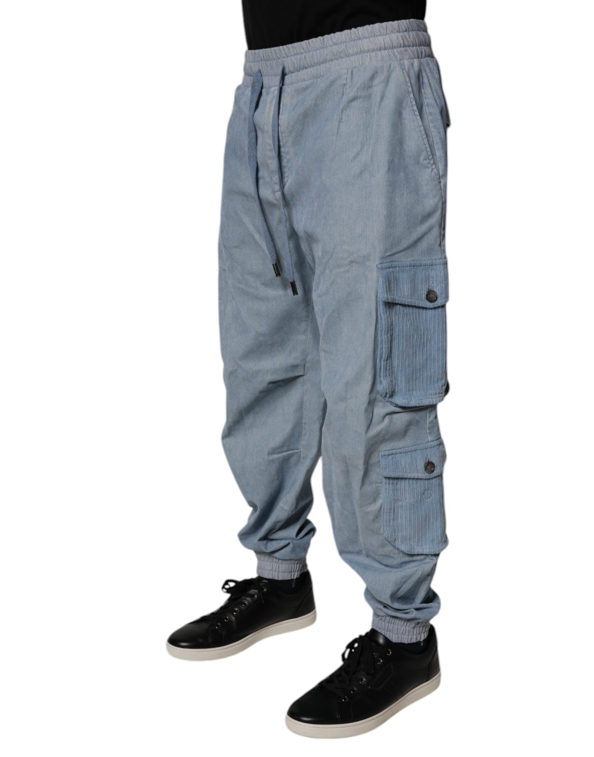 Pantaloni cargo Dolce &amp; Gabbana din bumbac albastru deschis pentru bărbați