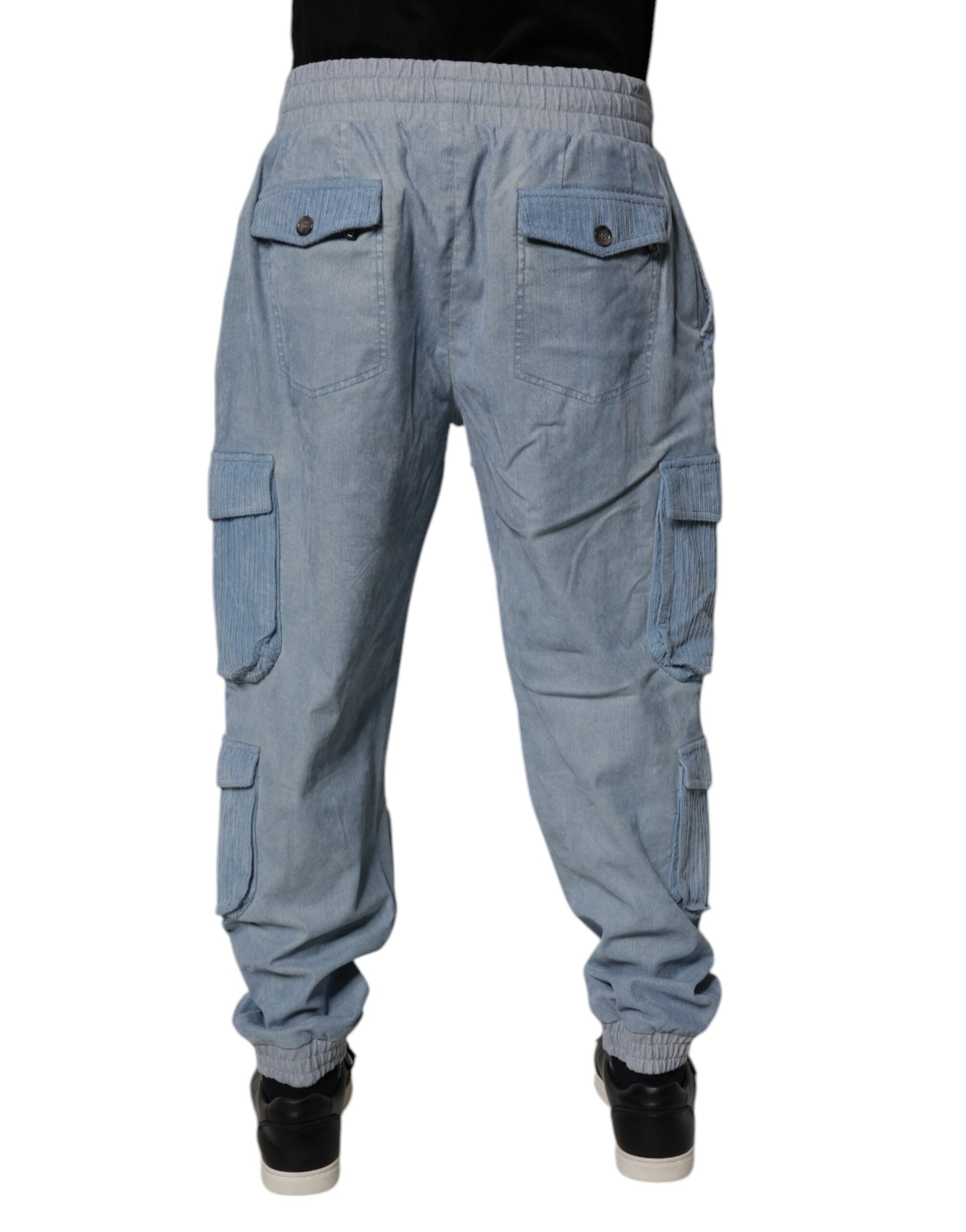 Pantaloni cargo Dolce &amp; Gabbana din bumbac albastru deschis pentru bărbați