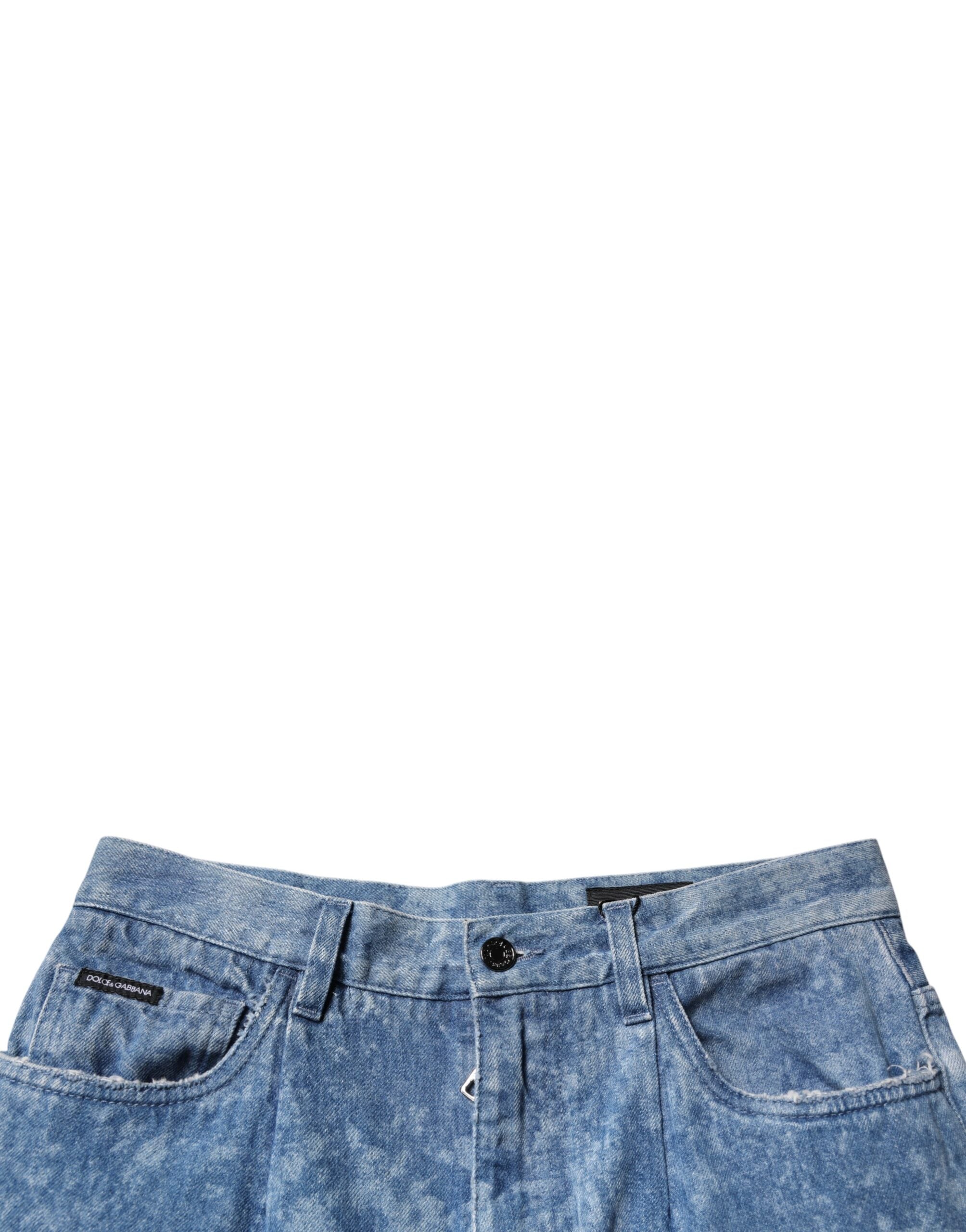 Blugi skinny din denim pentru bărbați, vopsiți în albastru, din bumbac, Dolce &amp; Gabbana