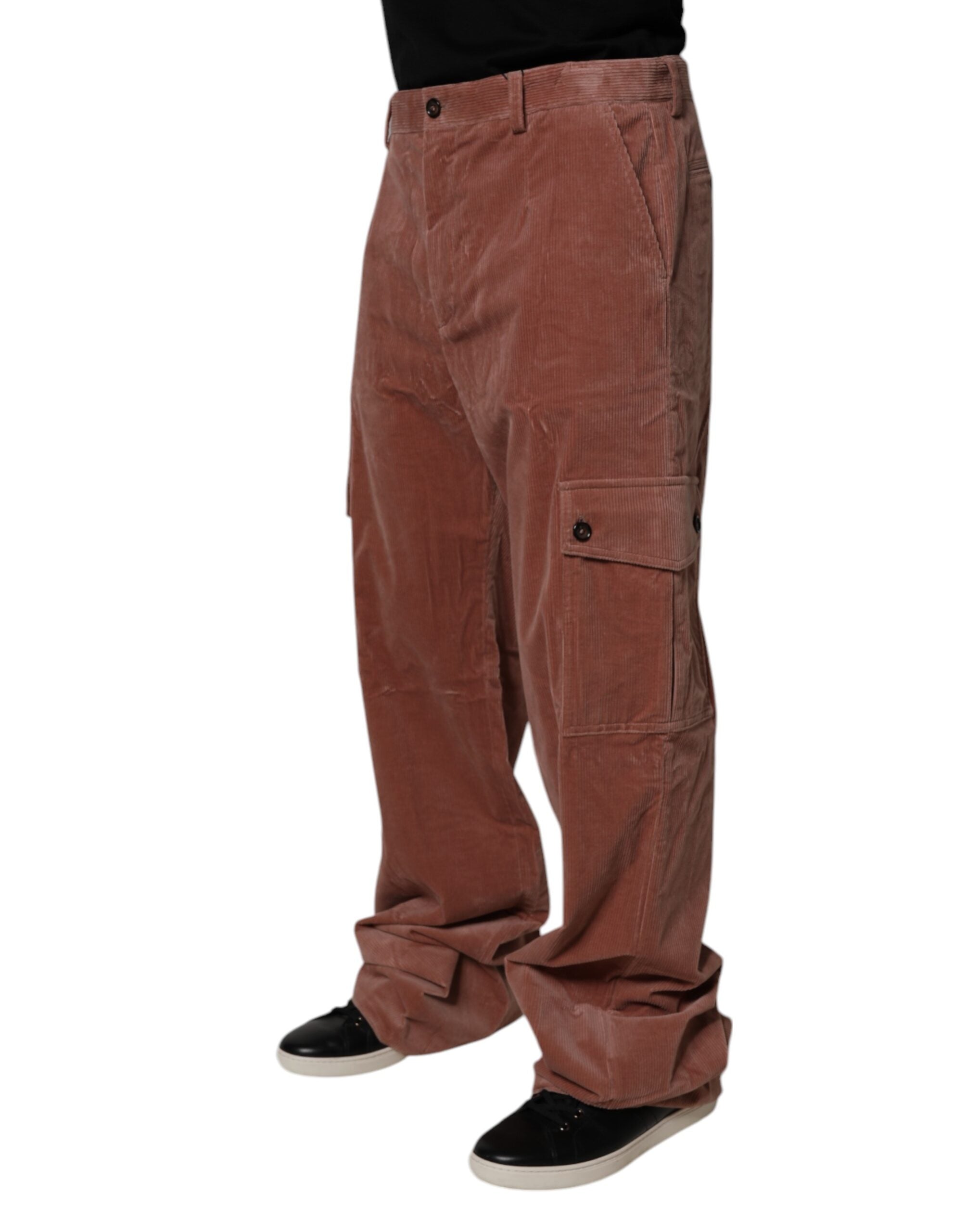 Dolce &amp; Gabbana Braune Cord-Baumwoll-Cargo-Jeans für Herren