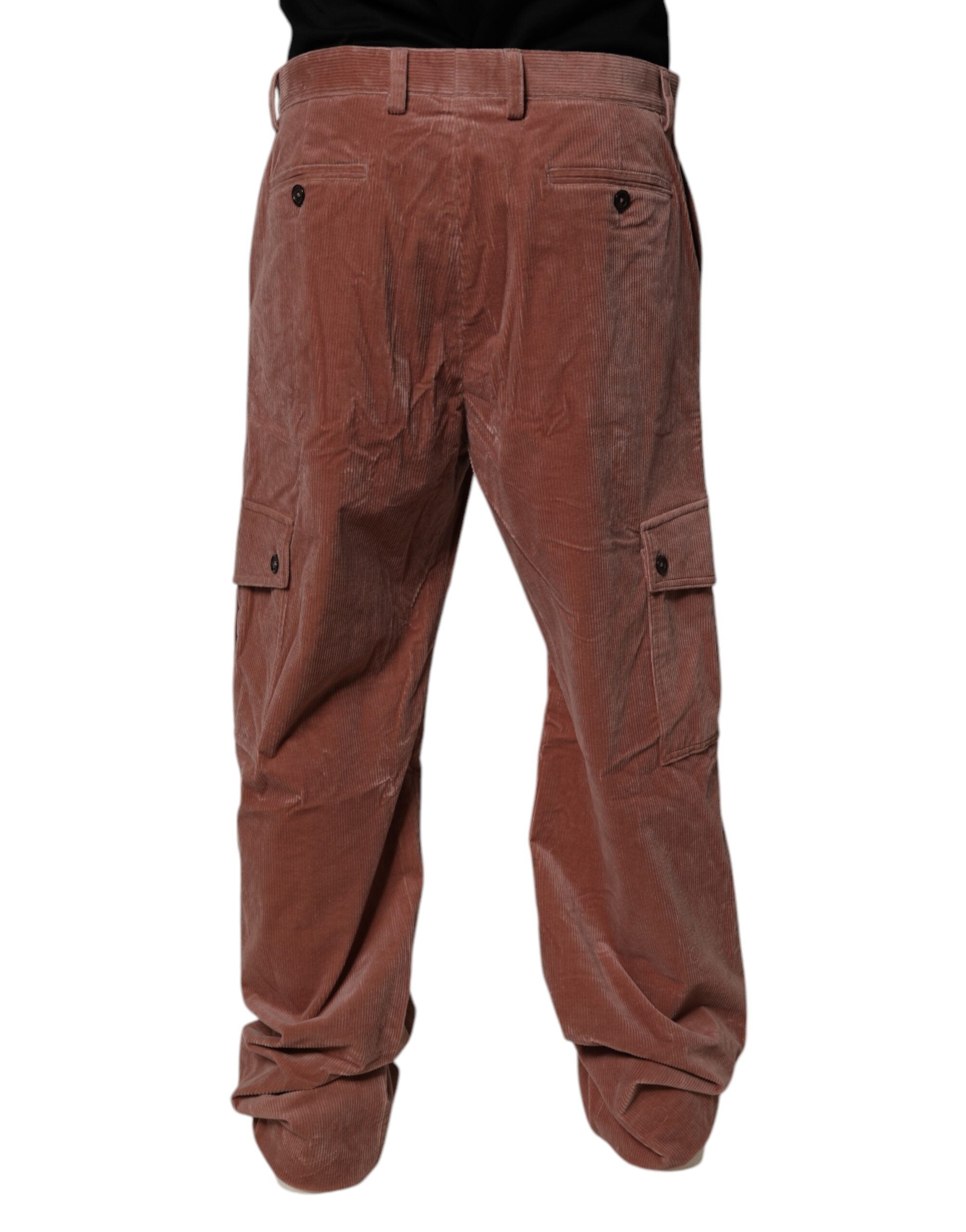 Dolce &amp; Gabbana Braune Cord-Baumwoll-Cargo-Jeans für Herren