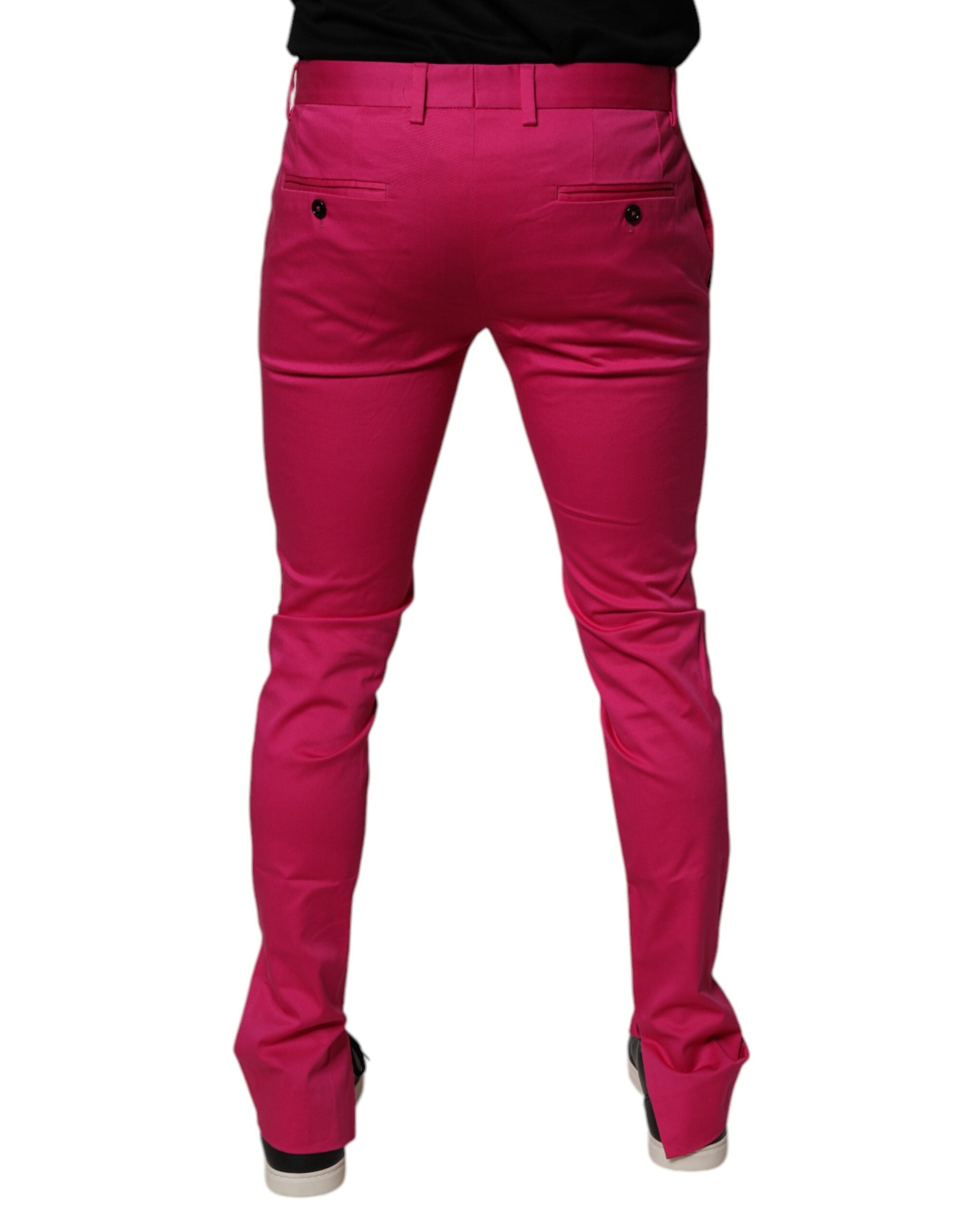 Dolce &amp; Gabbana – Slim Fit-Anzughose für Herren in Pink und Schwarz mit Streifen