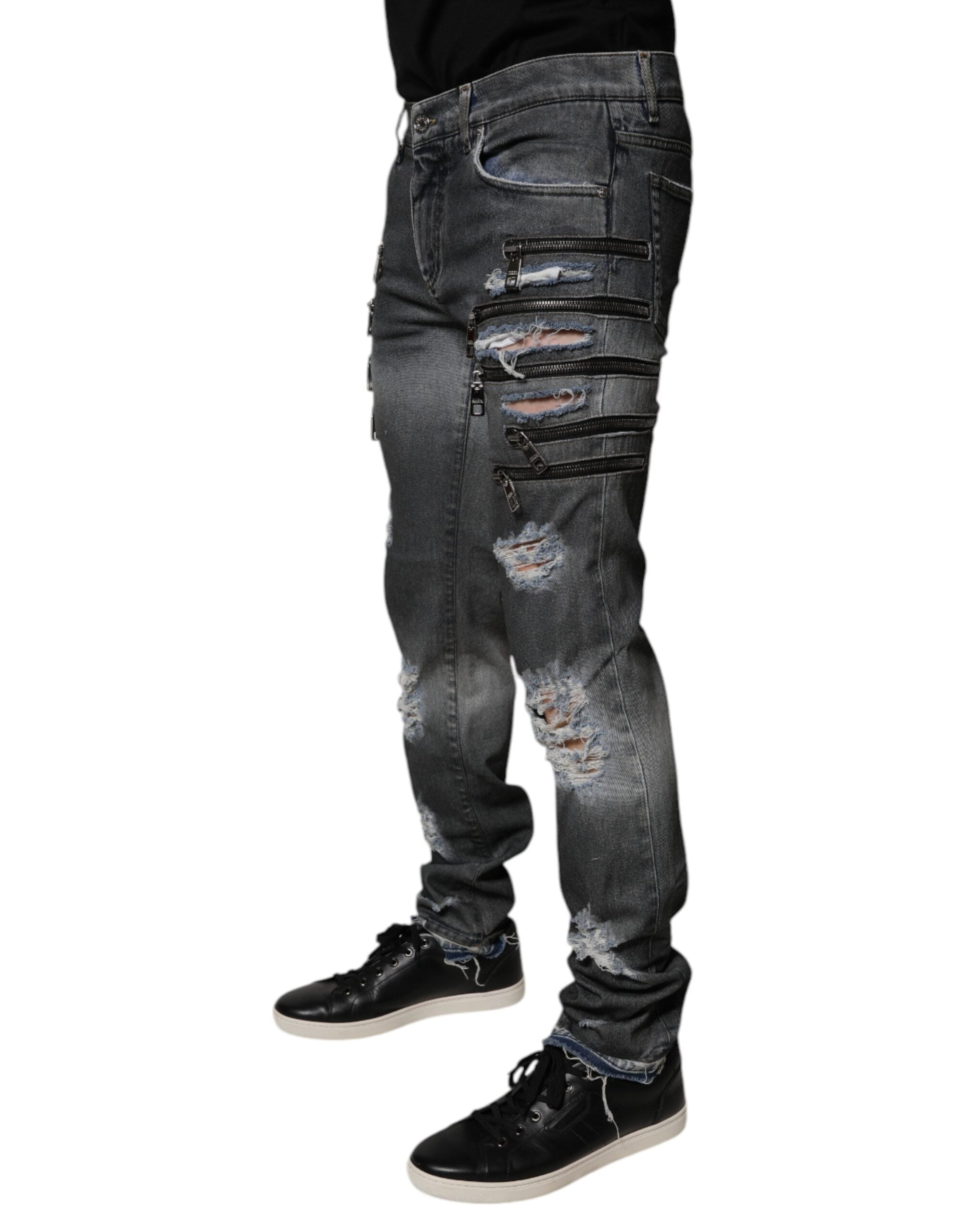 Blugi skinny din denim gri închis, din bumbac, Dolce &amp; Gabbana