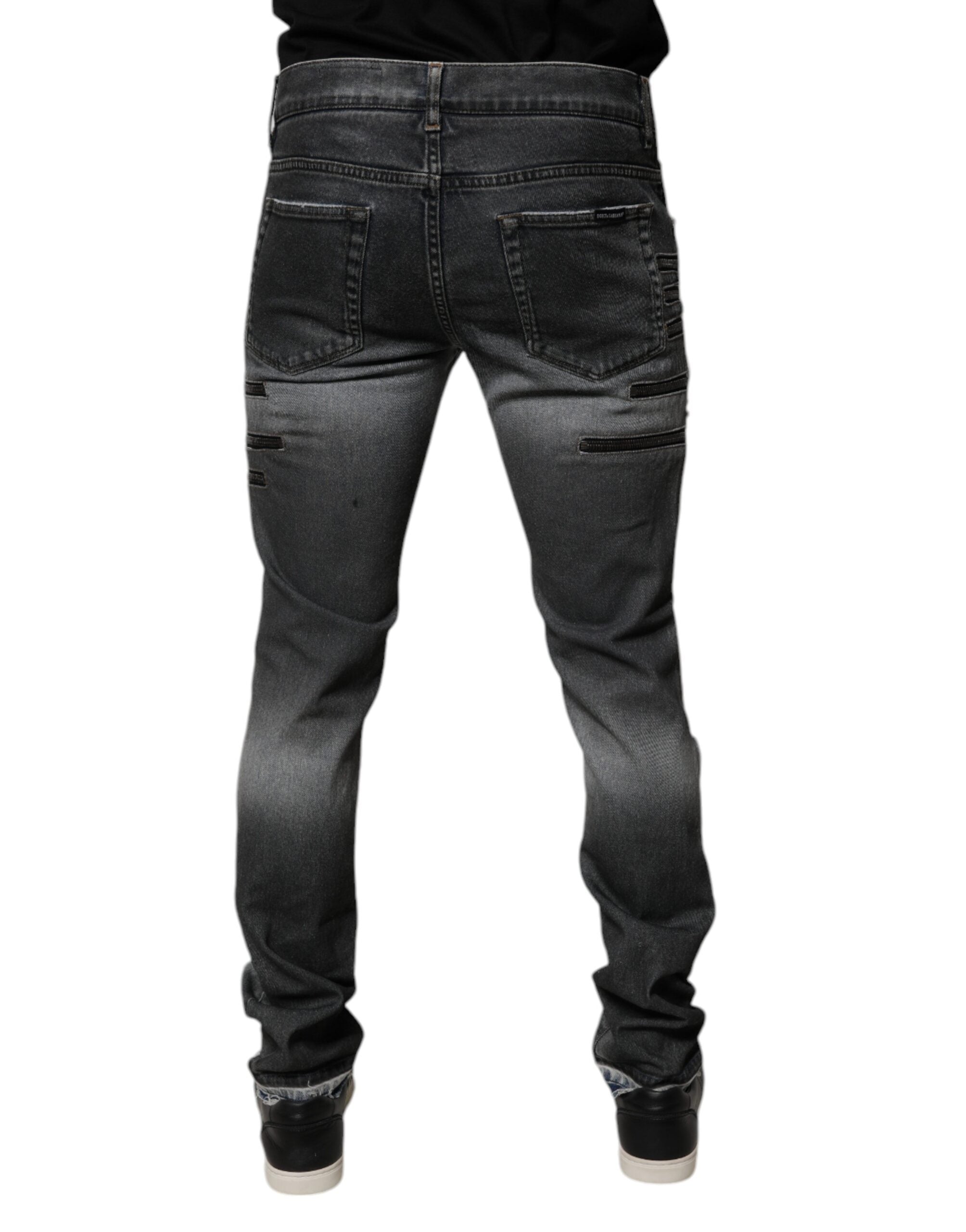 Blugi skinny din denim gri închis, din bumbac, Dolce &amp; Gabbana