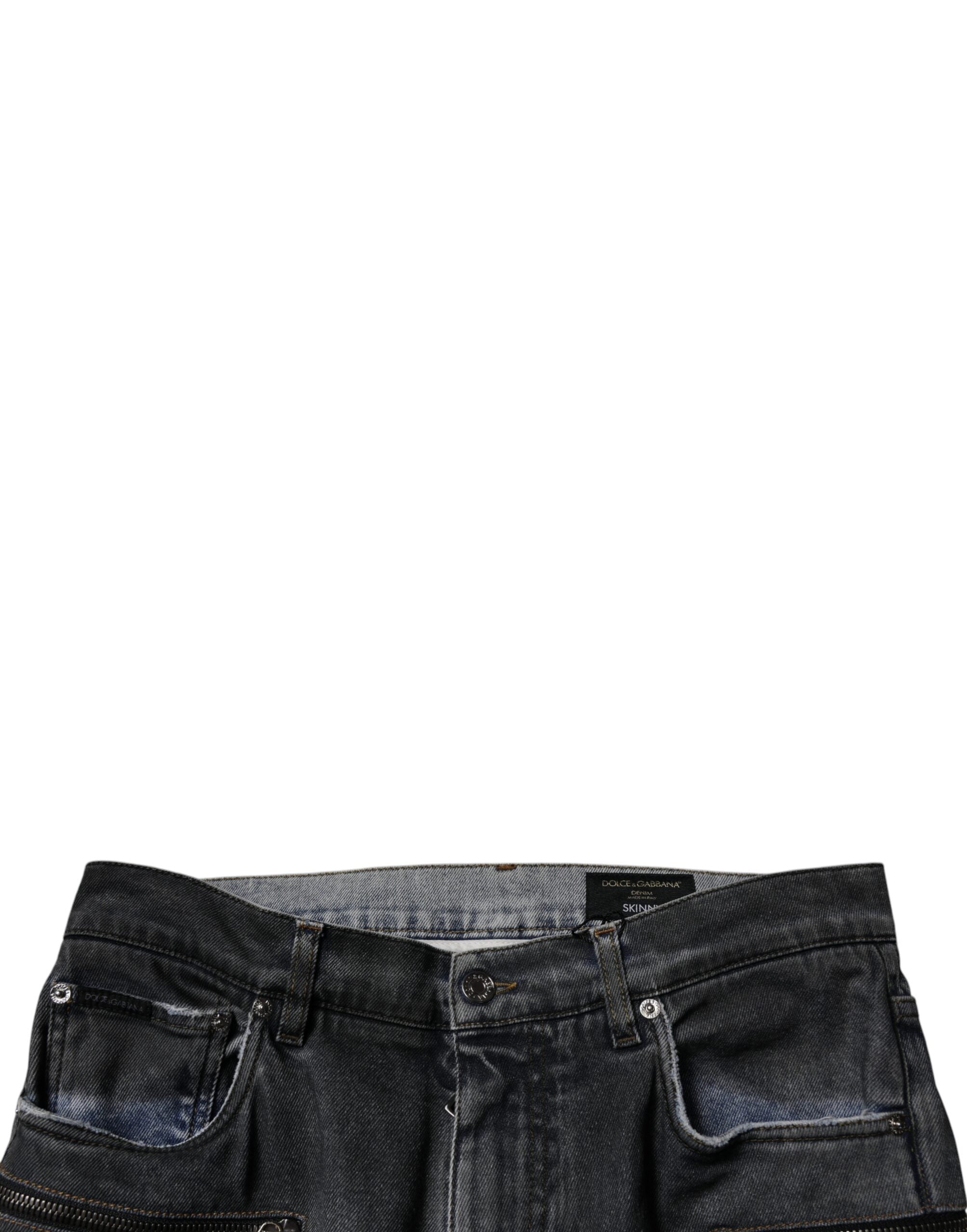 Blugi skinny din denim gri închis, din bumbac, Dolce &amp; Gabbana