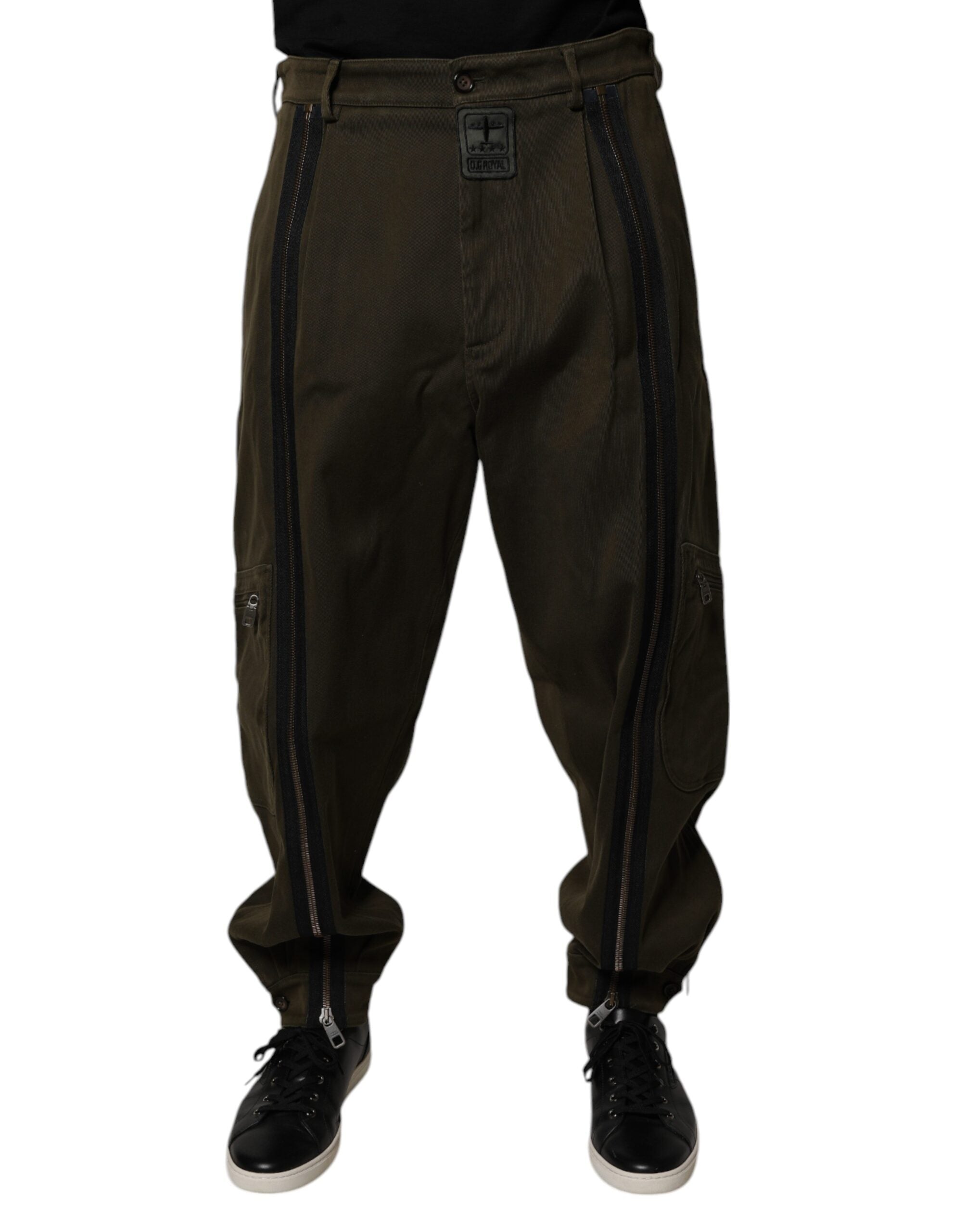 Pantaloni cargo jogger din bumbac maro închis Dolce &amp; Gabbana