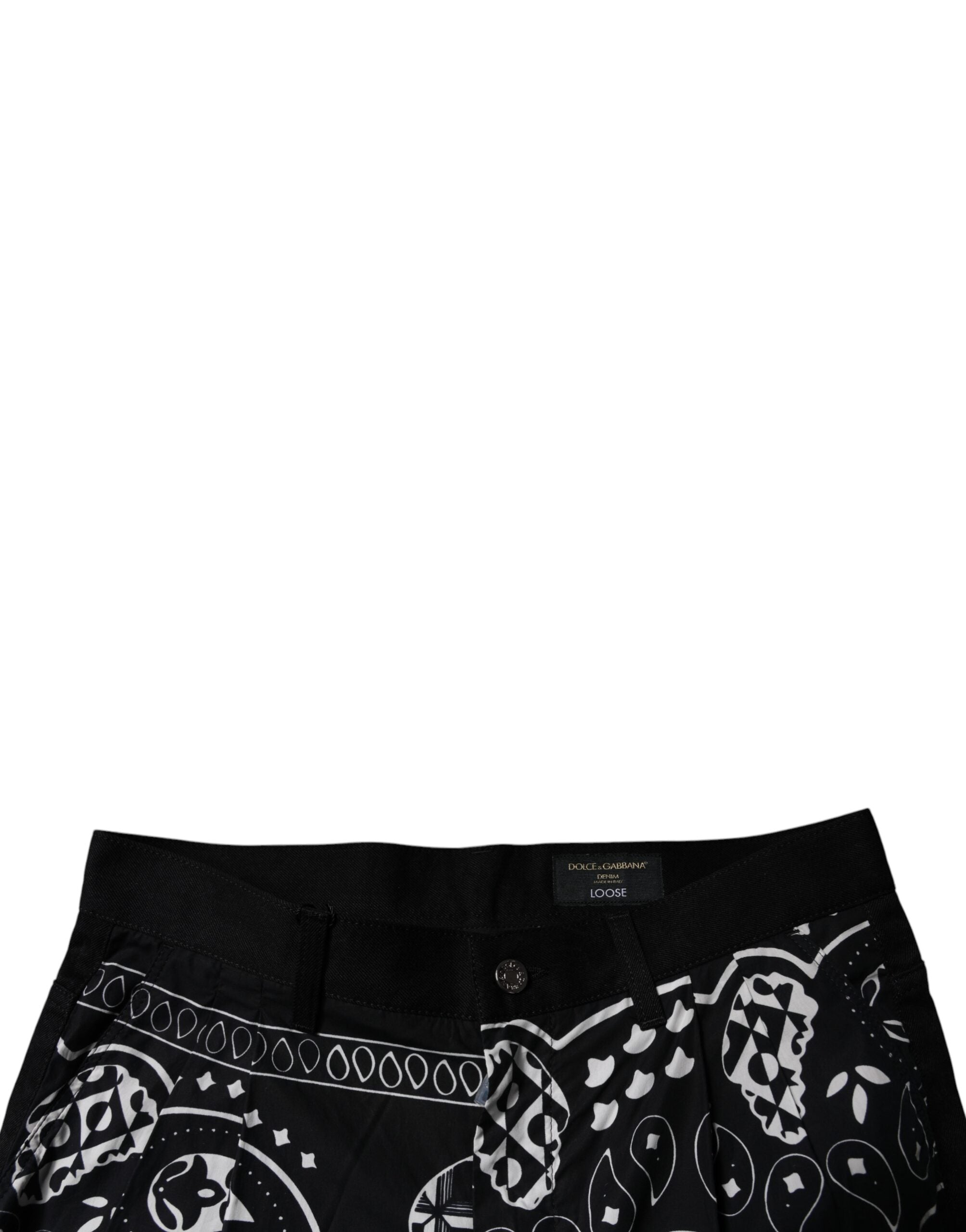 Blugi Dolce &amp; Gabbana negri cu logo bandană din bumbac - Denim lejer