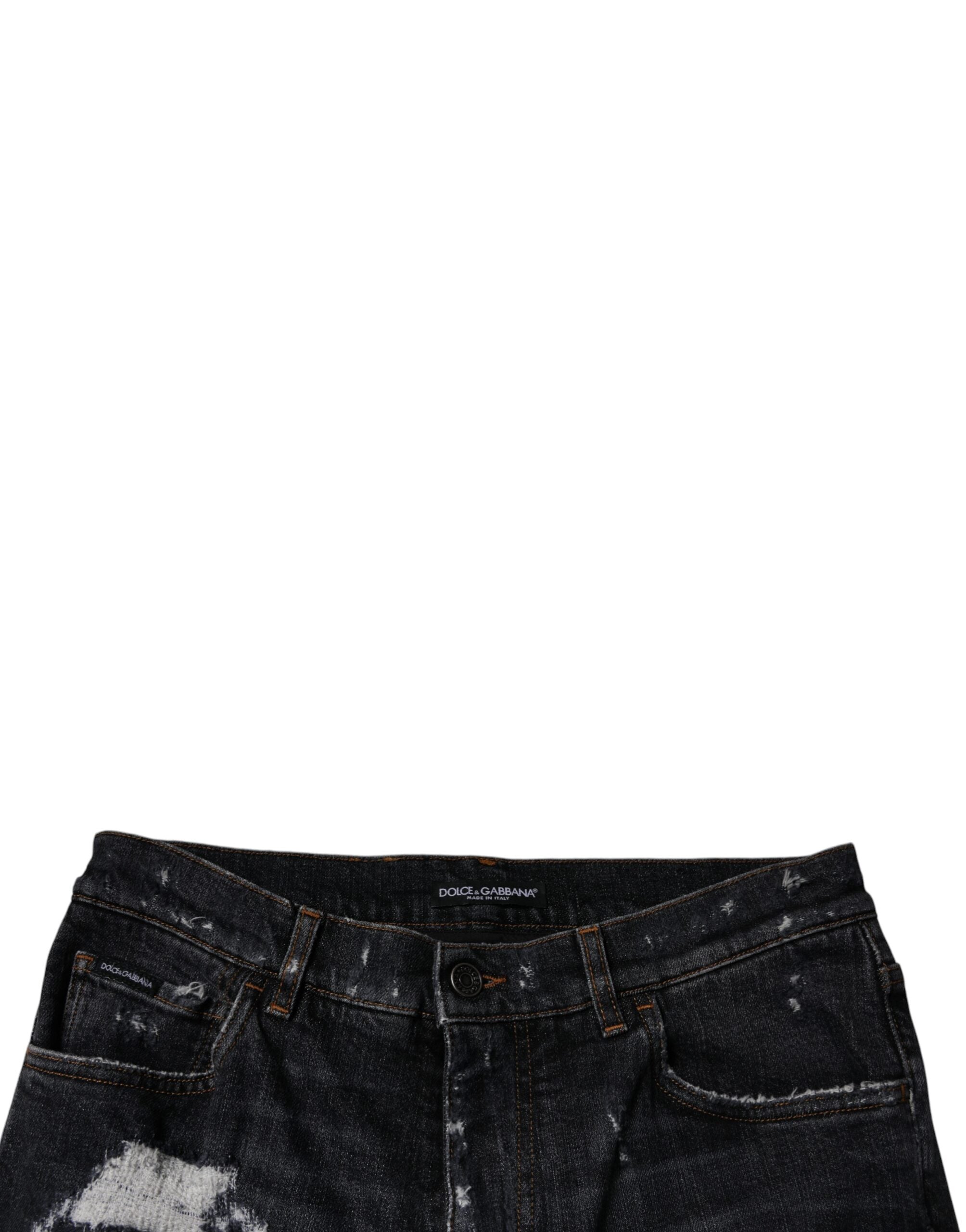 Dolce &amp; Gabbana Schwarze Skinny Jeans aus zerfetzter Baumwolle für Herren
